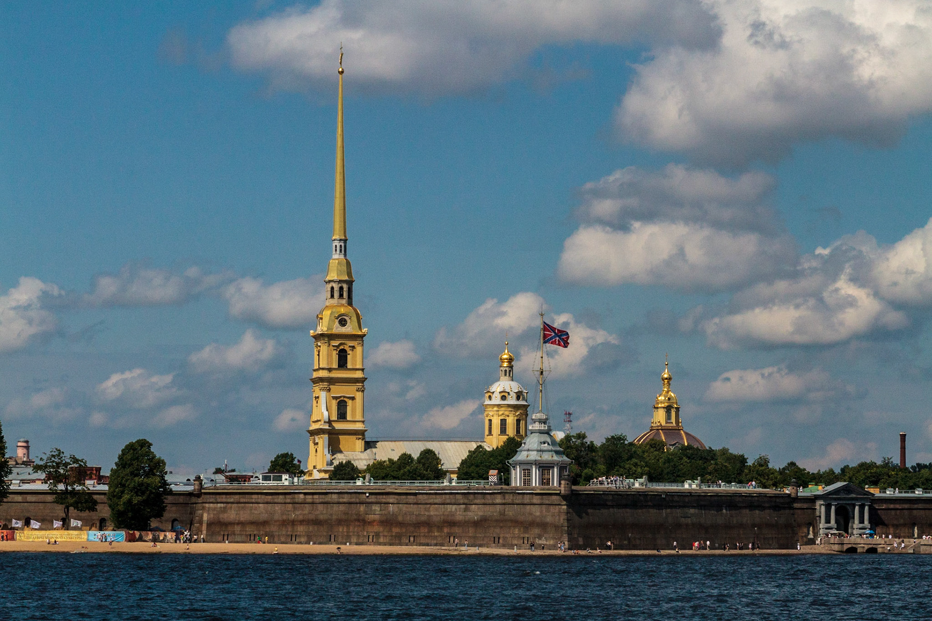 Peter and Paul Cathedral (behind the wall) - St Petersburg, Russia
