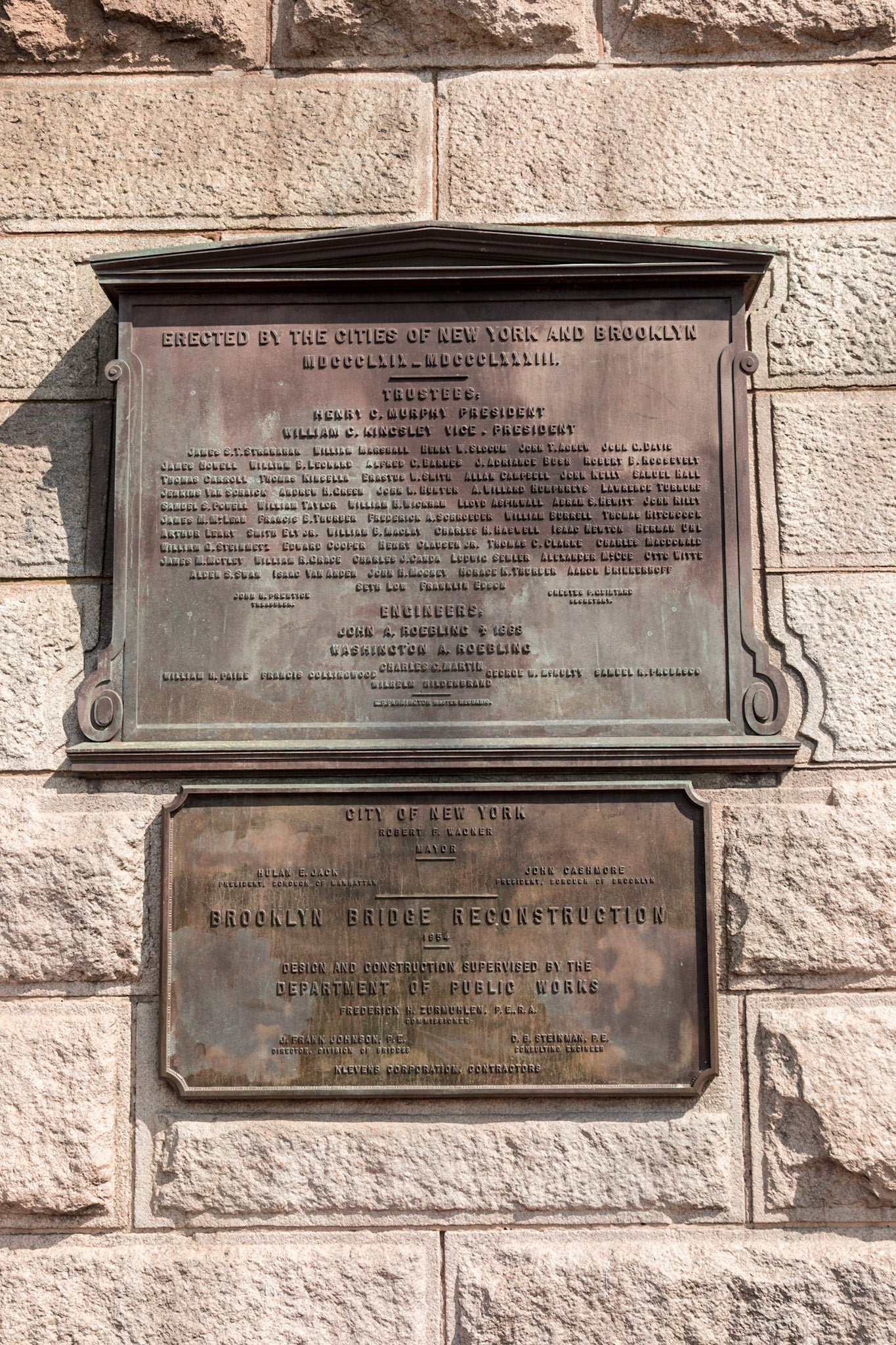 Commemoration Plaques on Brooklyn Bridge - New York, New York City
