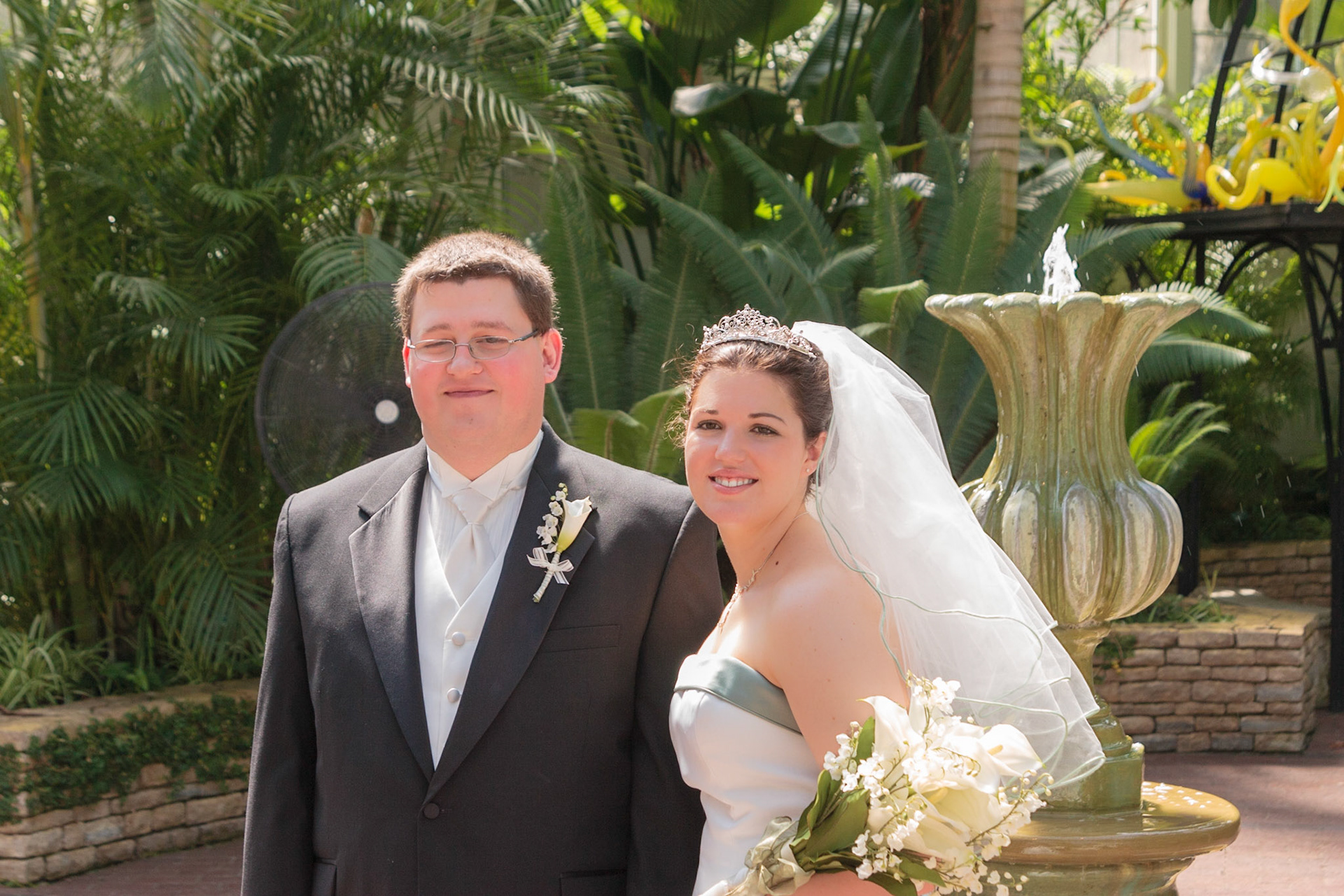 Mike and Christina on wedding day - Franklin Park Conservatory, Columbus, OH