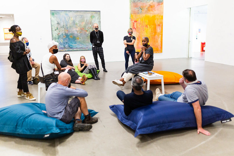 Aloys assisting with How Do You Feel? event. Image credit: Alice Hendy Photography for Arnolfini. All rights reserved.