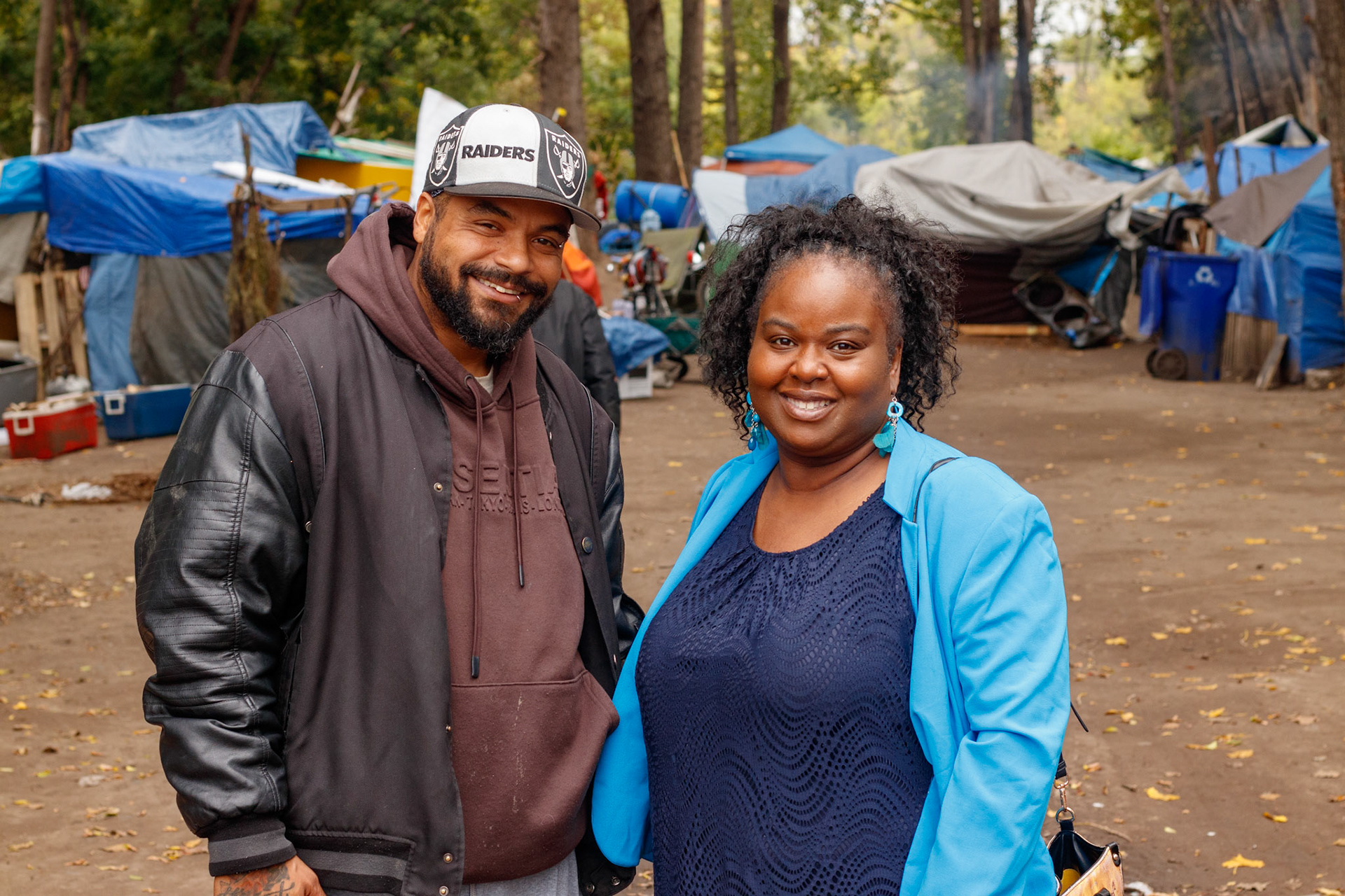 Natasha Bennett at an encampment in St. Paul