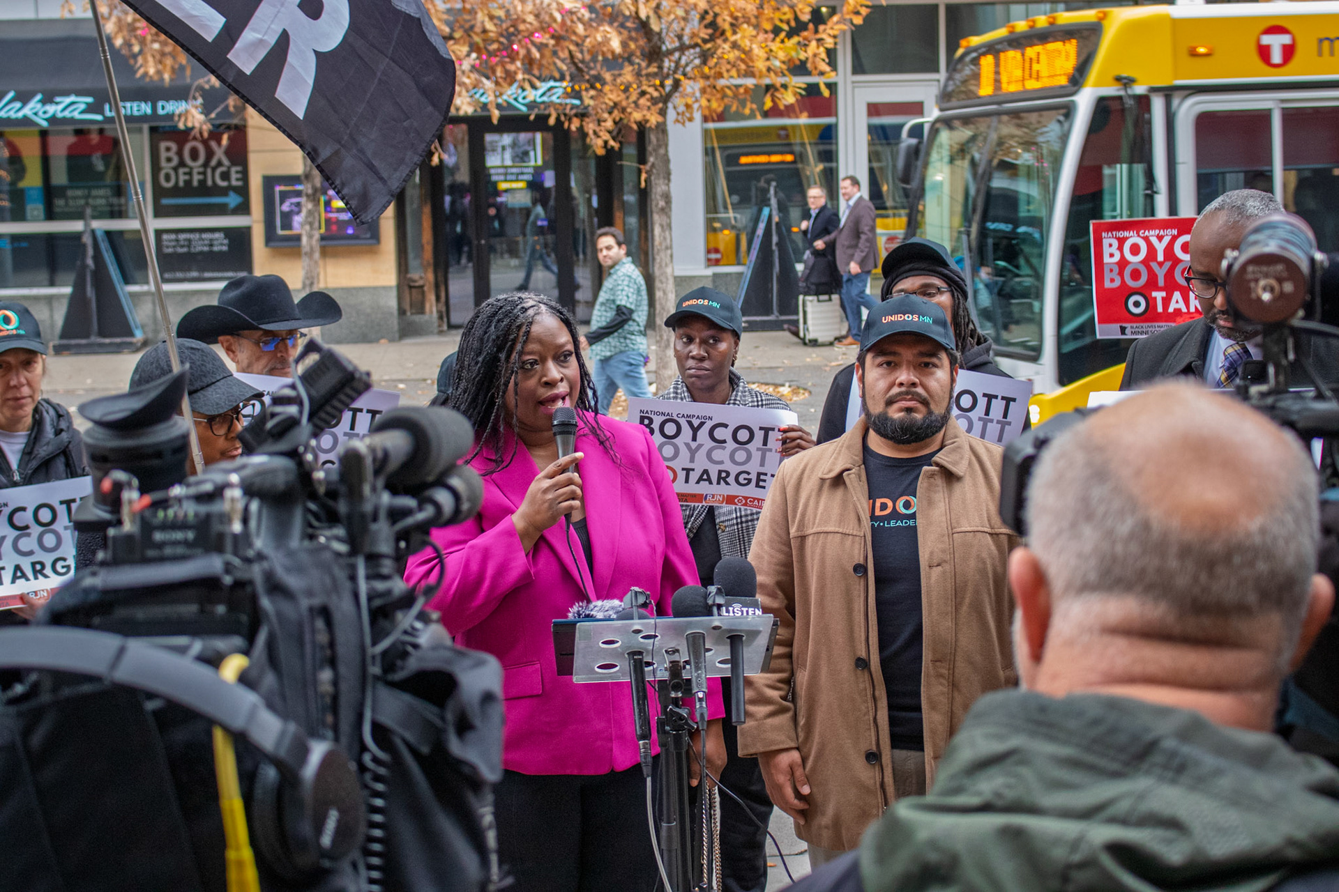 Nekima Levy-Armstrong speaks about the Target Boycott outside of Target HQ at 1000 Nicollet Mall in Downtown Minneapolis on 11/20/2025