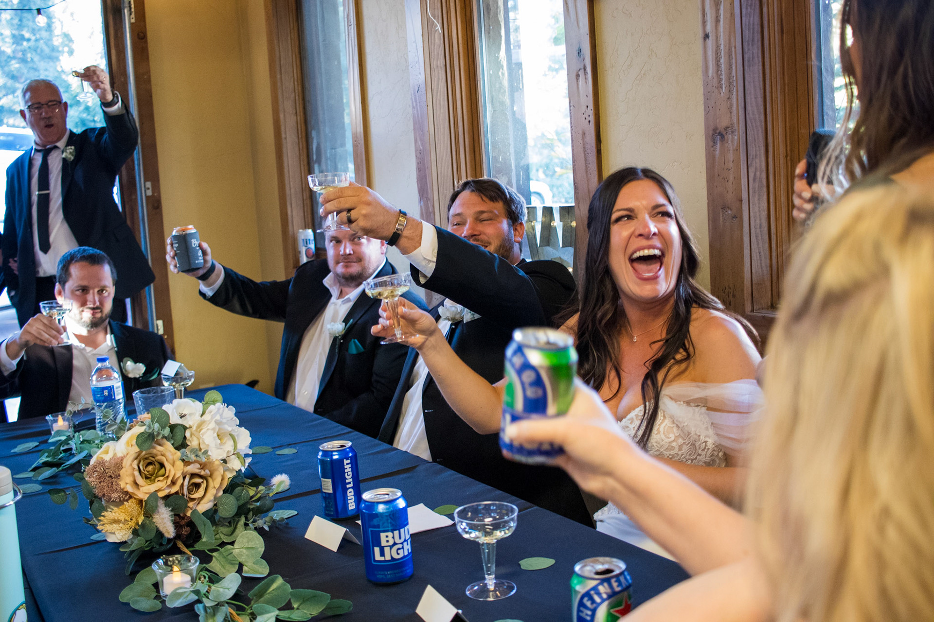 Candid photos during wedding speeches make for great faces.
