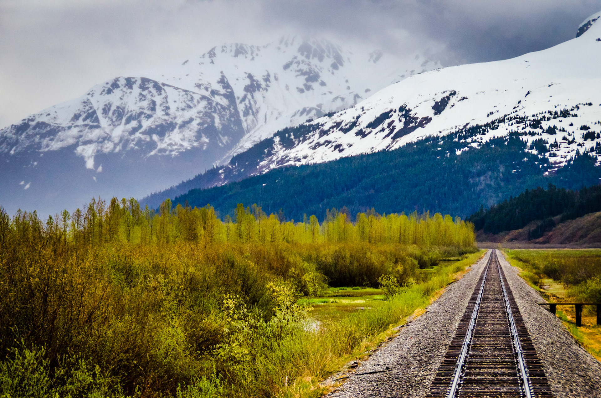 Scene from the back of the train