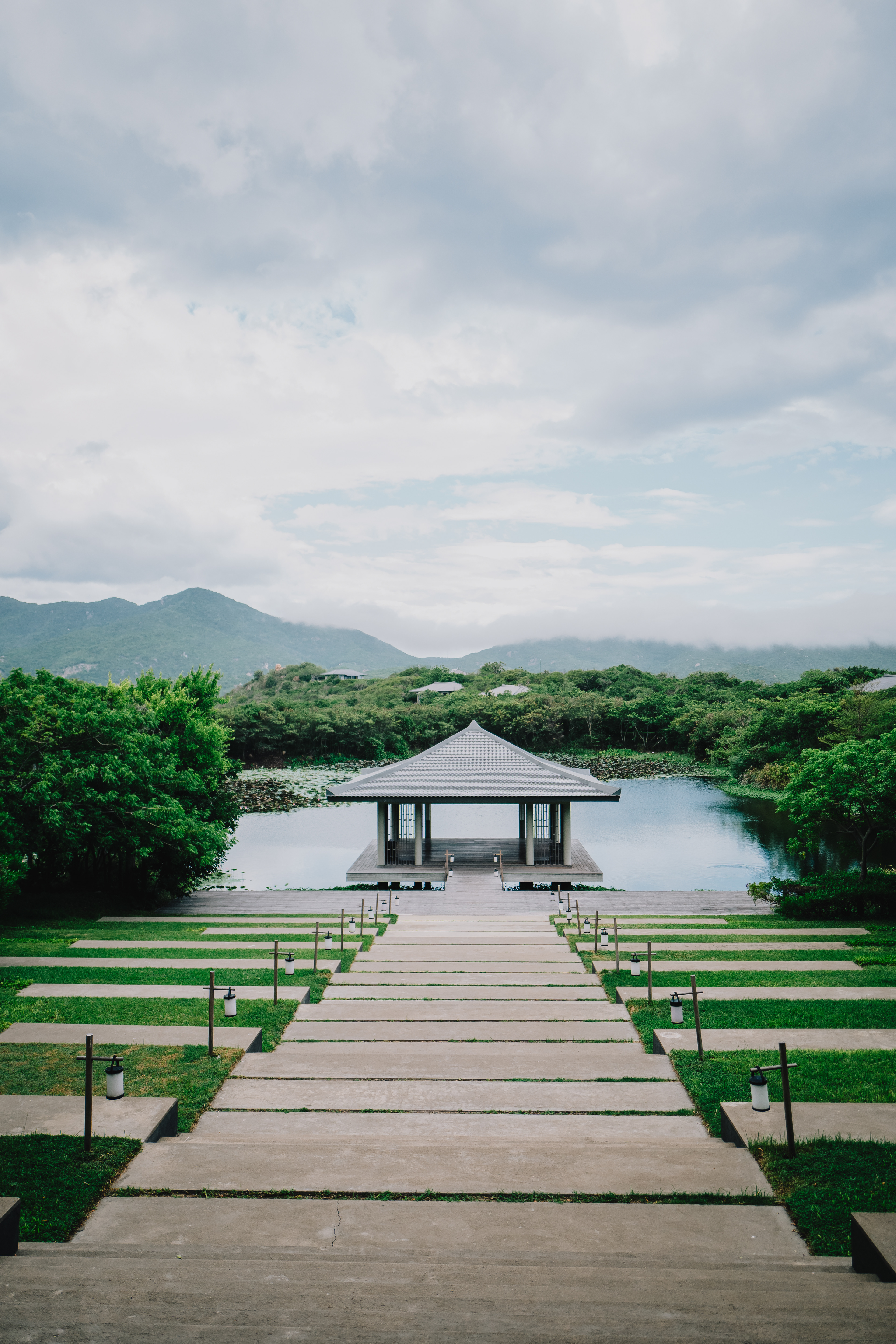 Steps to the lake pavilion