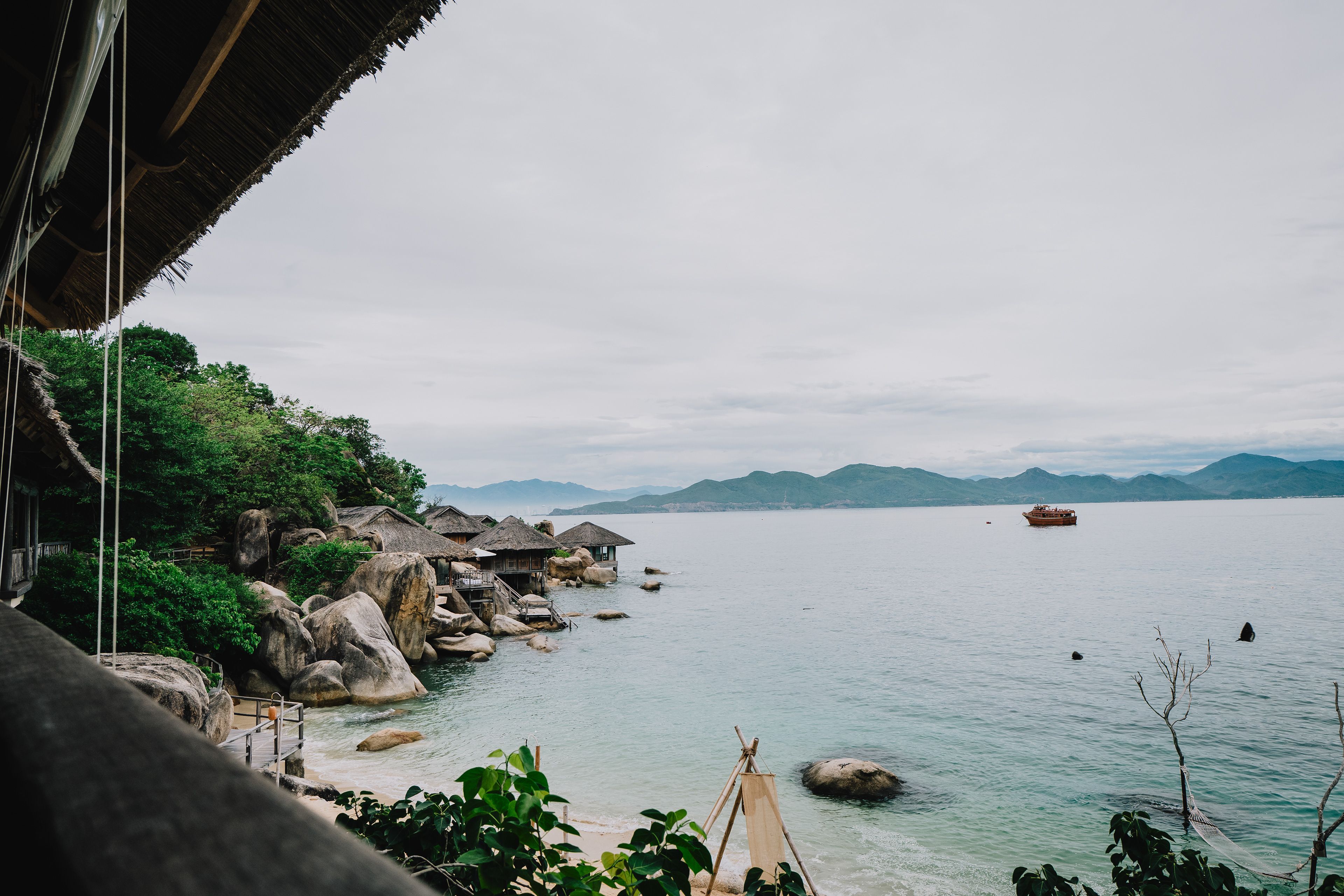 Along the rocky coast
