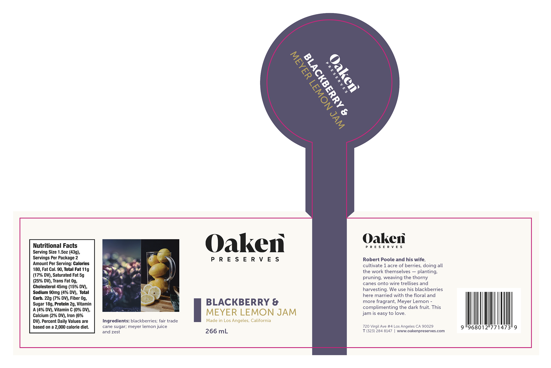 Blackberry & Meyer Lemon Jam Label Dieline