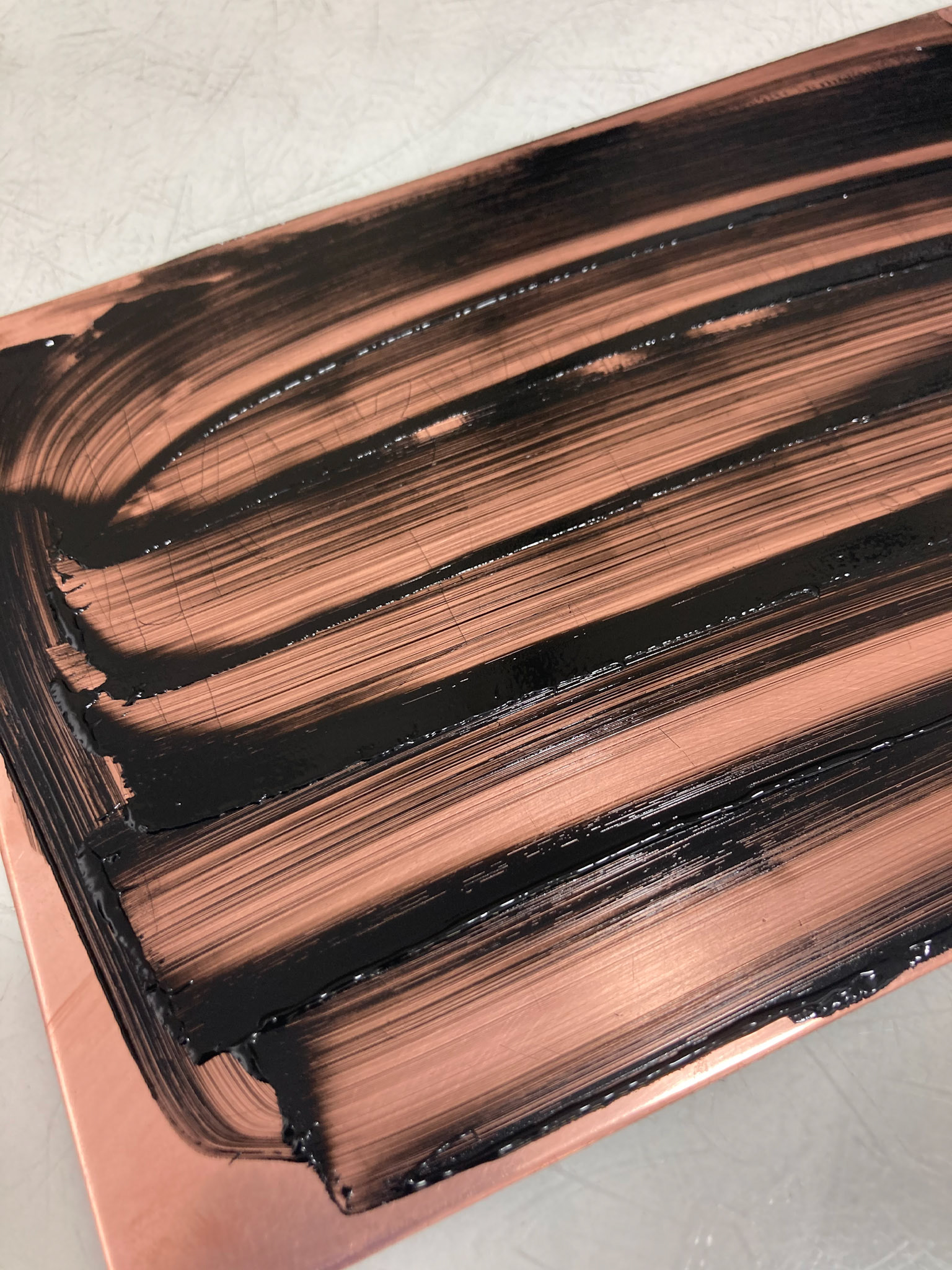 Inking a copper plate