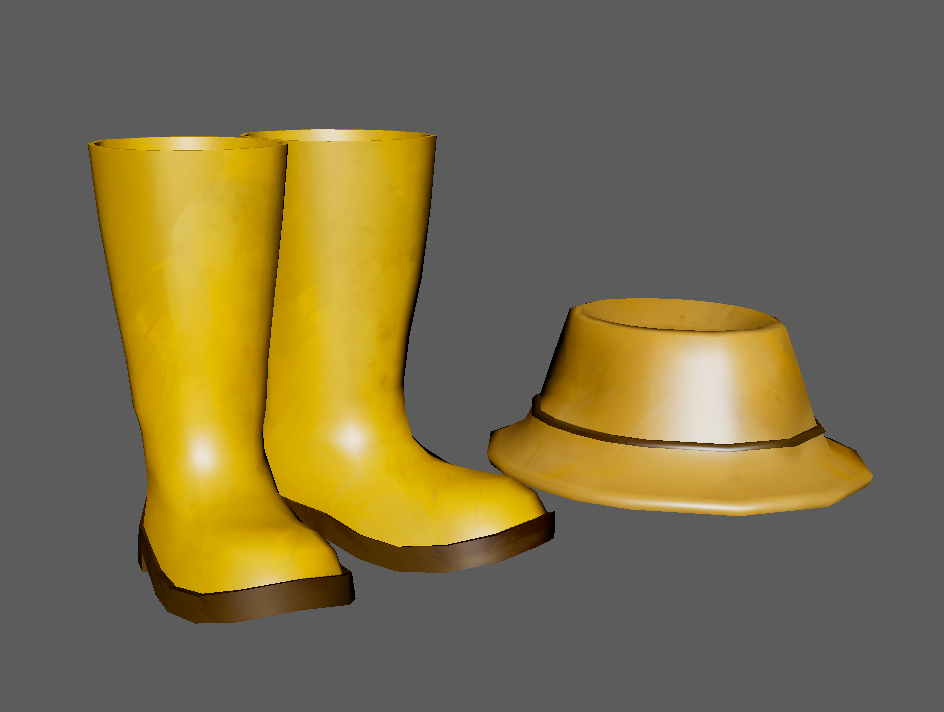 garden boots and hat