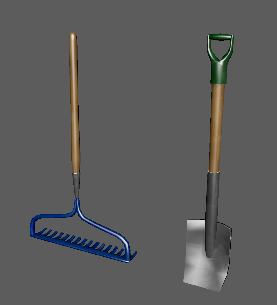 rake and spade