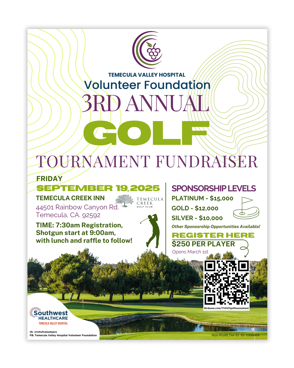 TVHVF 3rd Annual Golf Tournament Flyer, 2025.