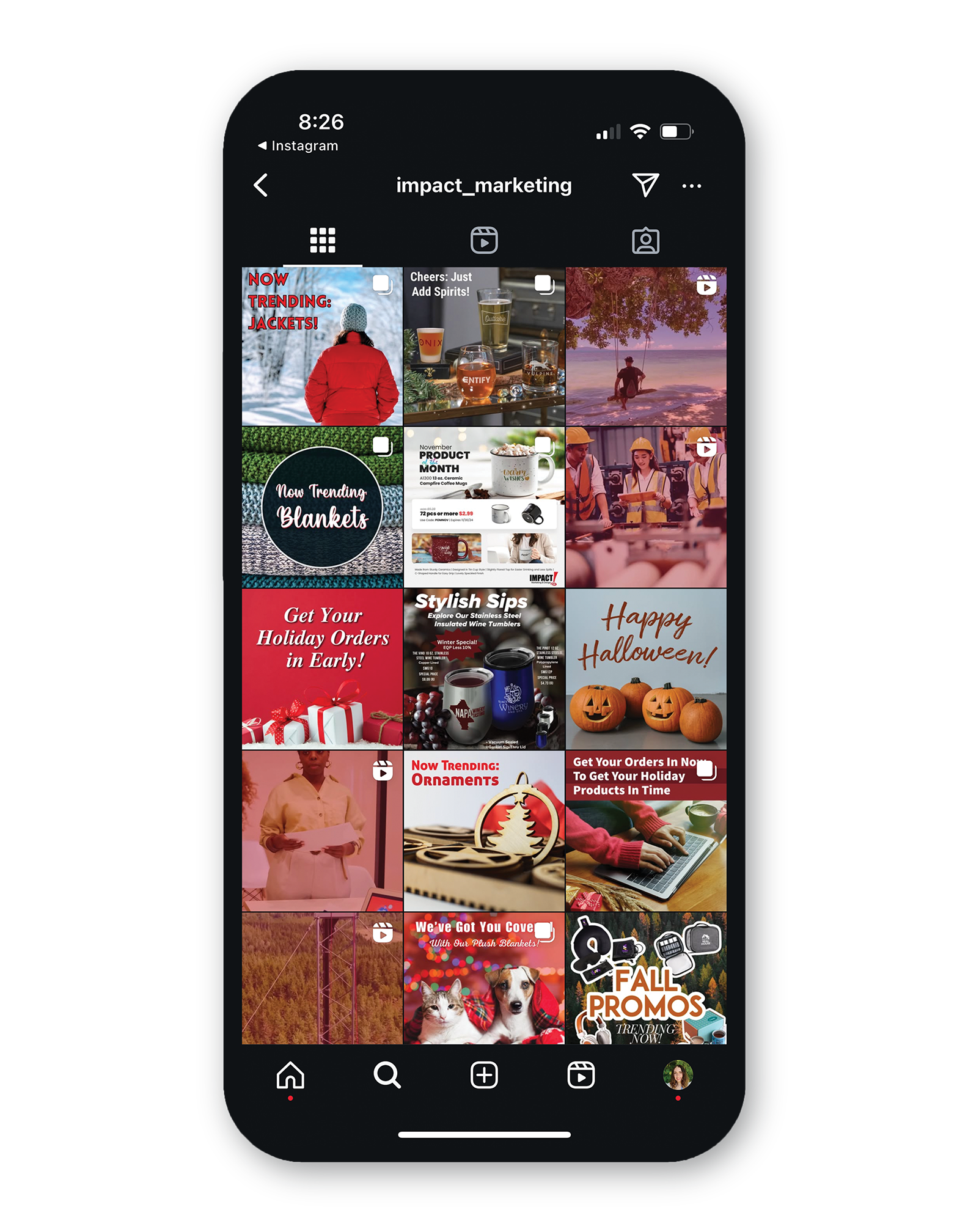 Impact Marketing & Design Instagram Social Media Page, 2025.