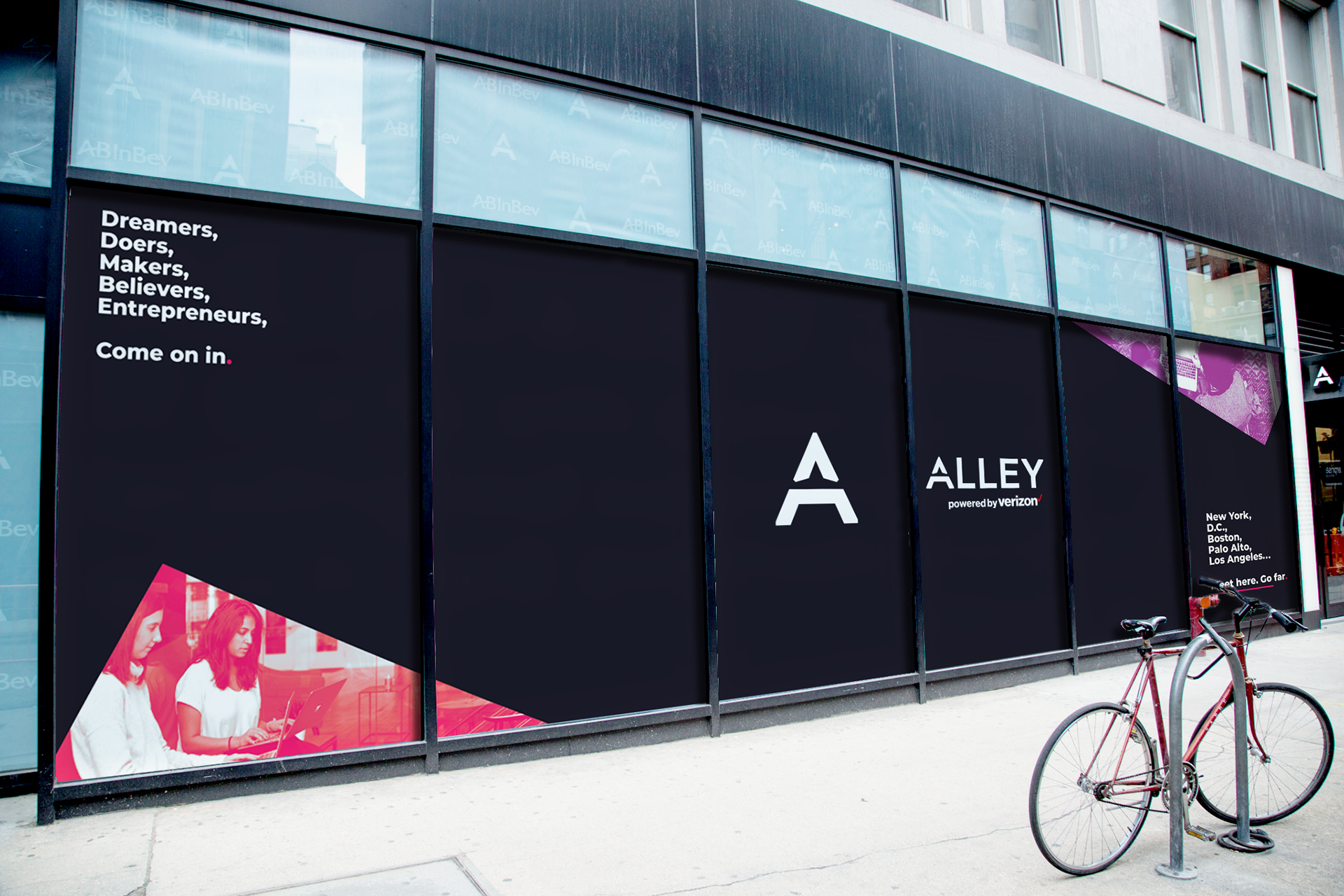 sidewalk storefront vinyl signage (New York, NY)