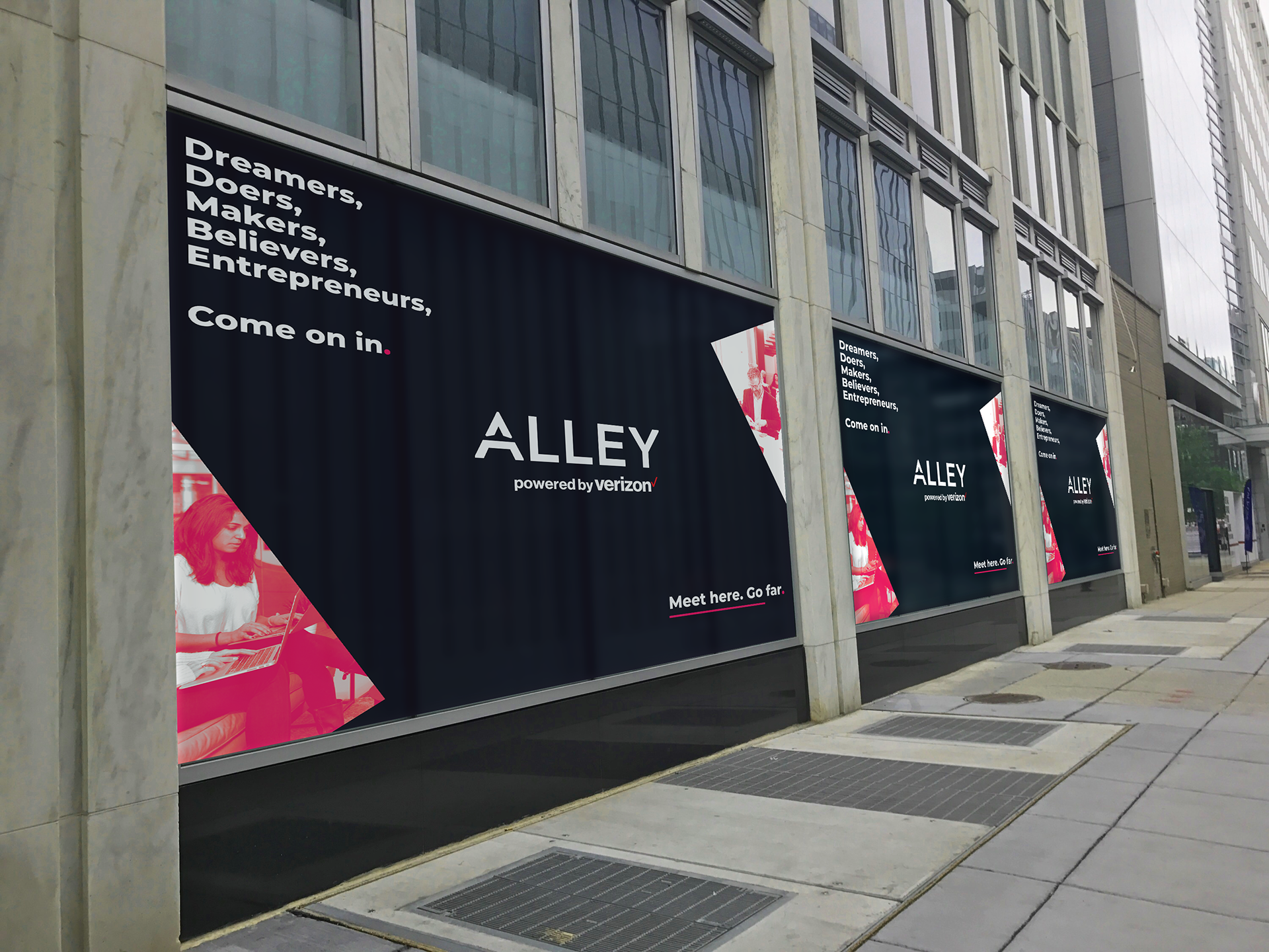 sidewalk storefront vinyl signage (Washington, D.C.)