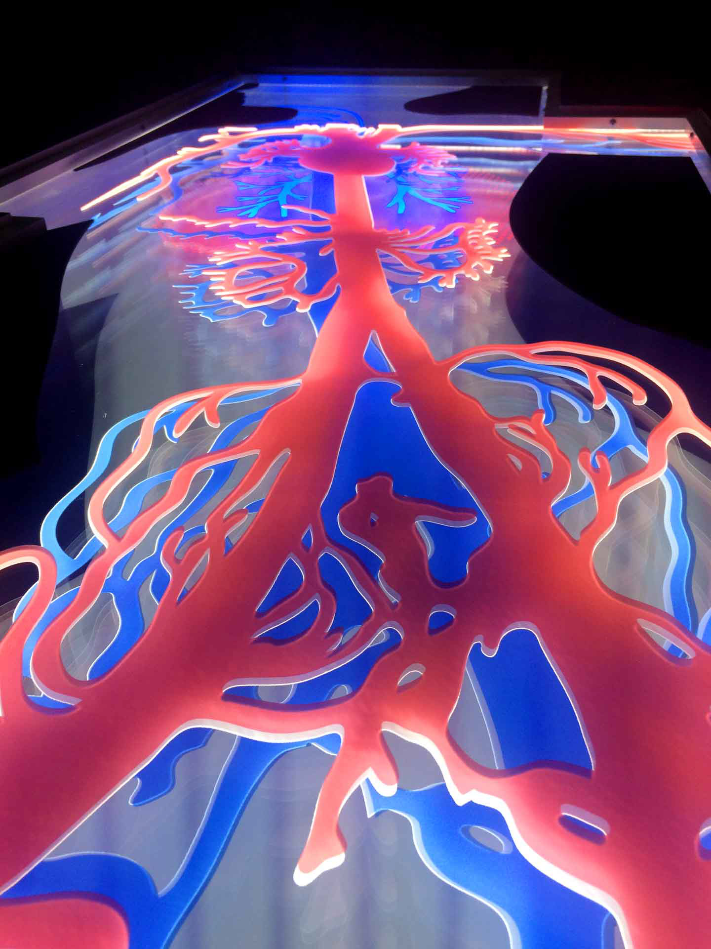 Close up of circulatory system wall installation