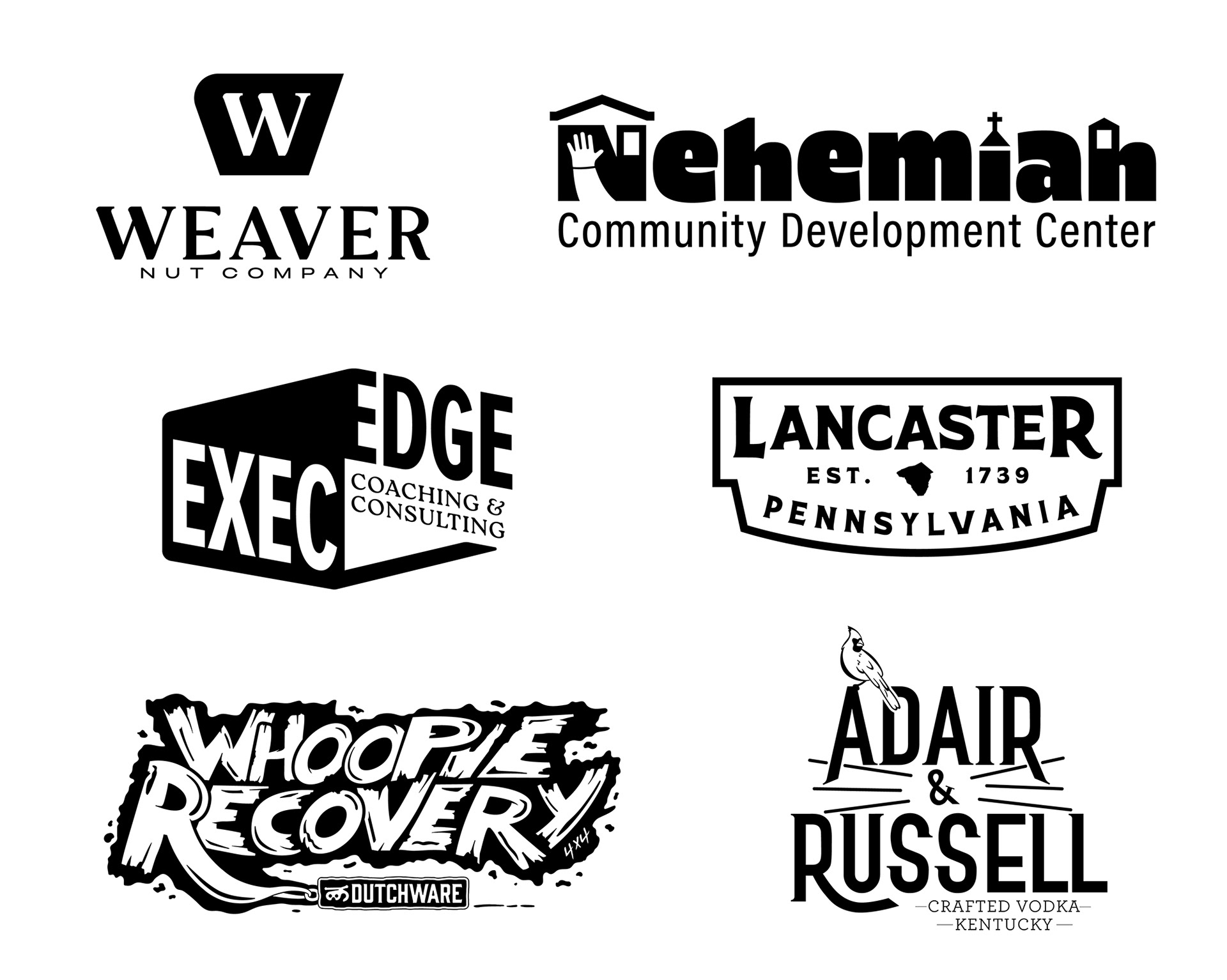 collection of black and white logos