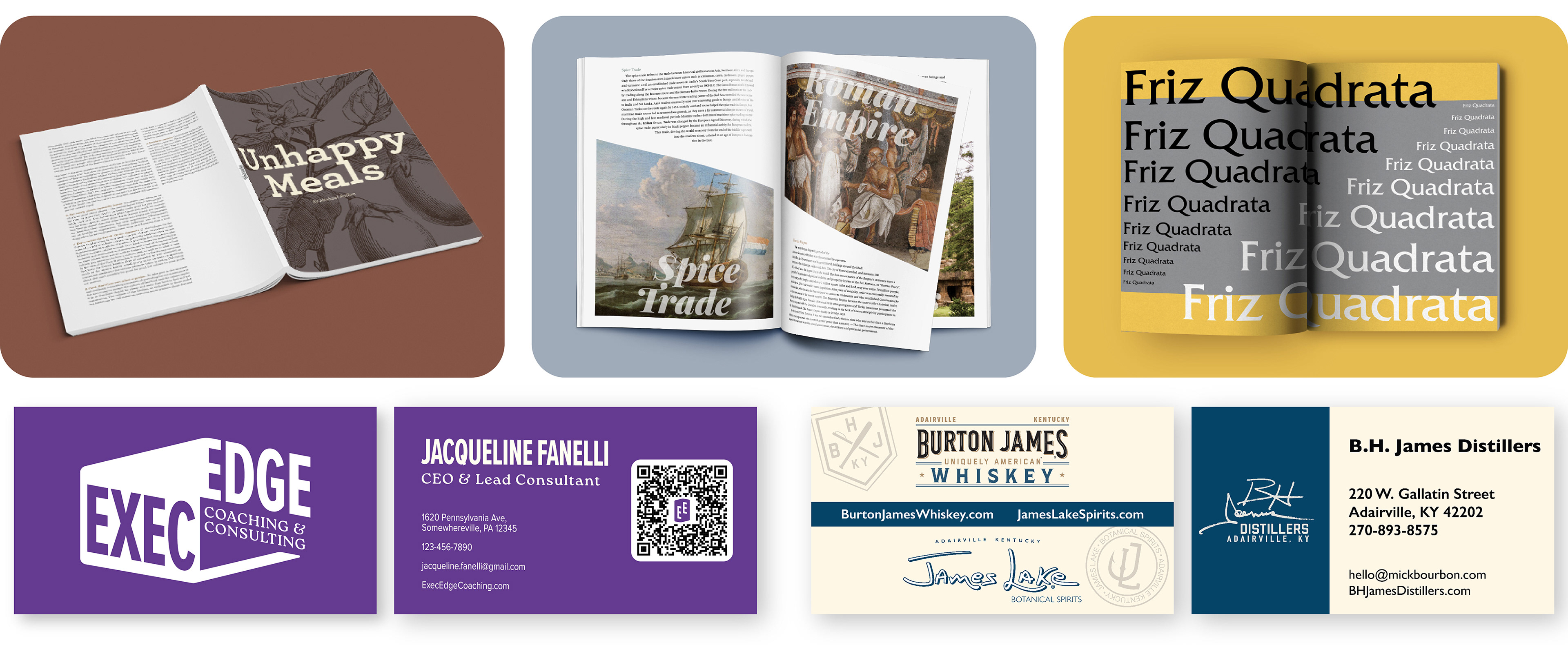 Business cards and booklets with good use of typography