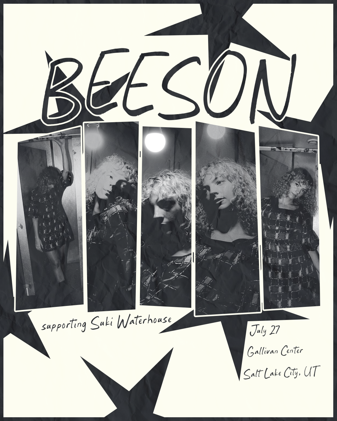 Poster created for Best Case Girls (Beeson HQ) celebrating the announcement of Beeson supporting Suki Waterhouse for a show in Salt Lake City, UT.