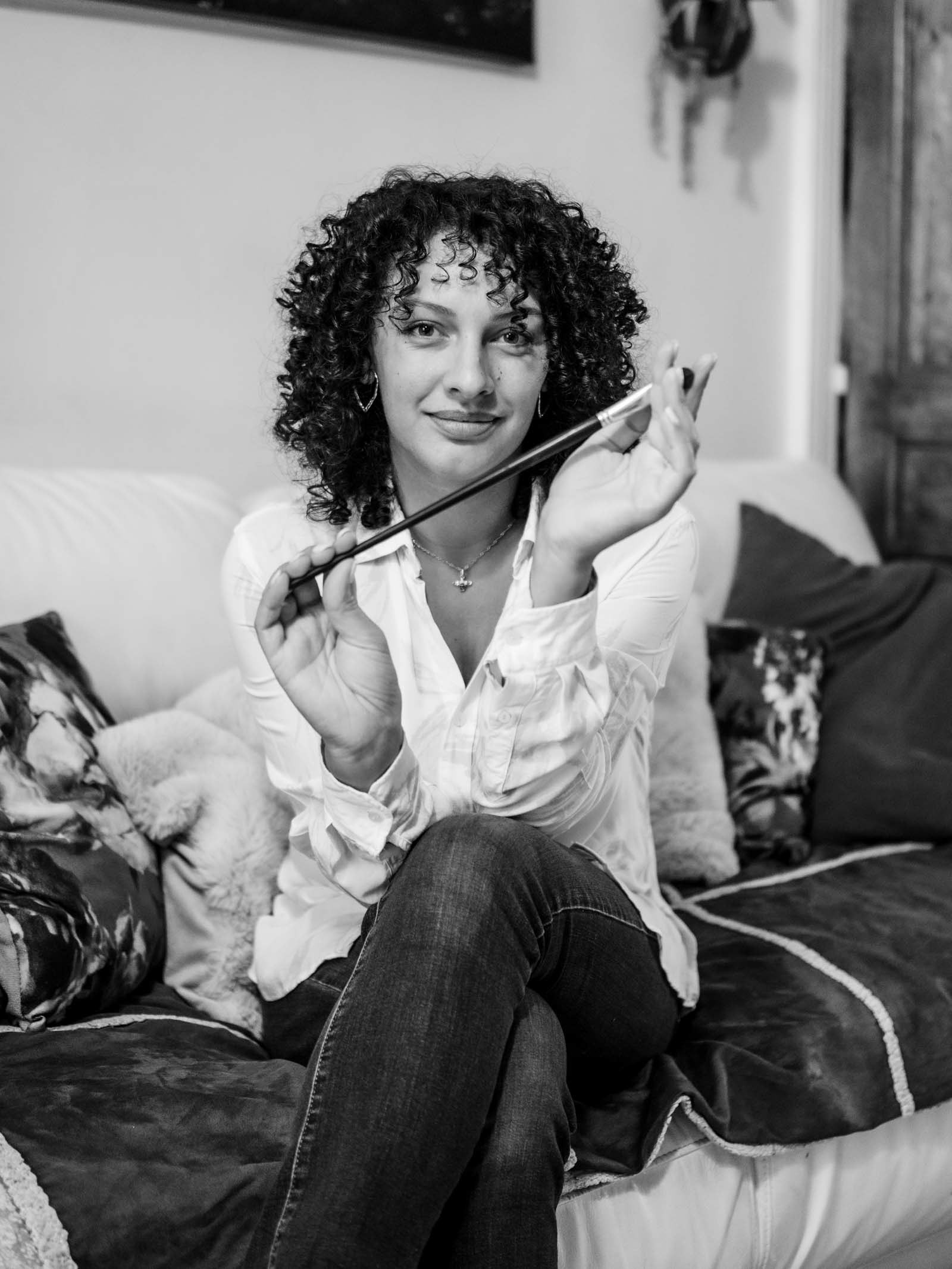 Portrait Artiste Portrait posé en lumière naturelle, noir et blanc