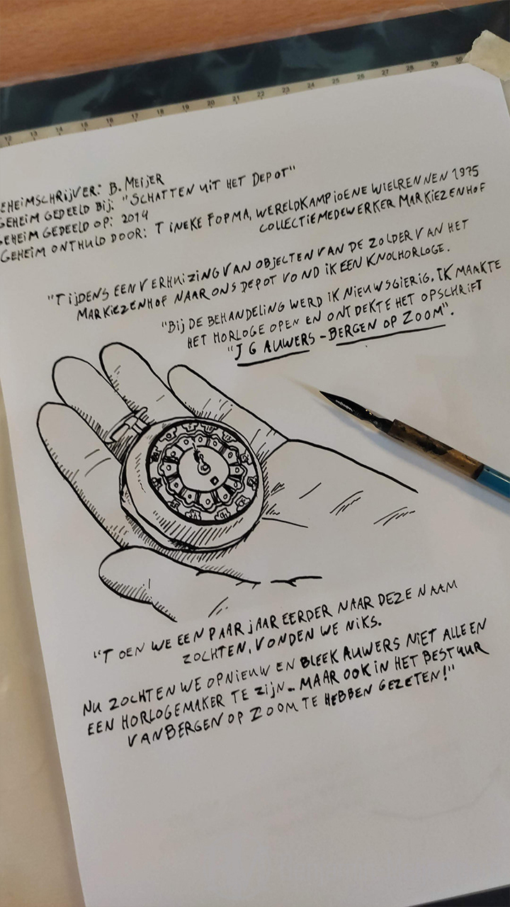 The same object's inked page, before scanning