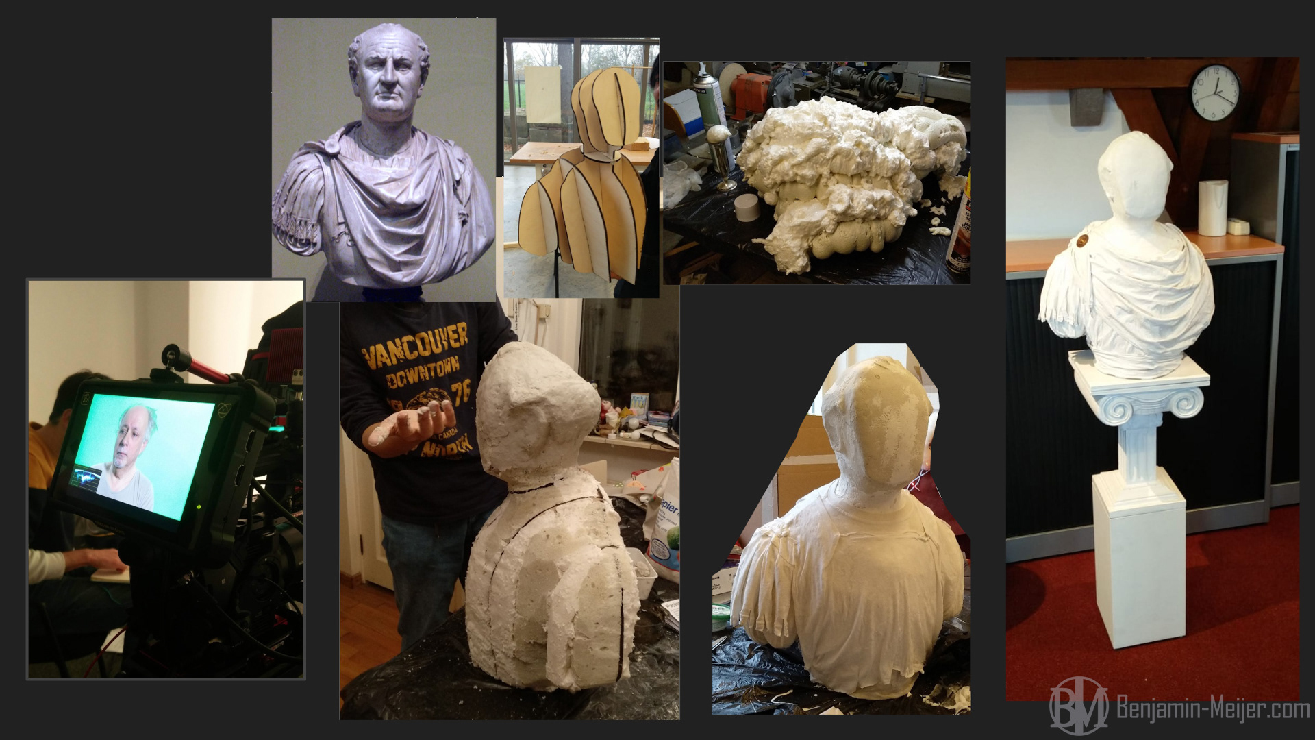 Creating the roman bust. Actor Rob Boas played emperor Vespasian