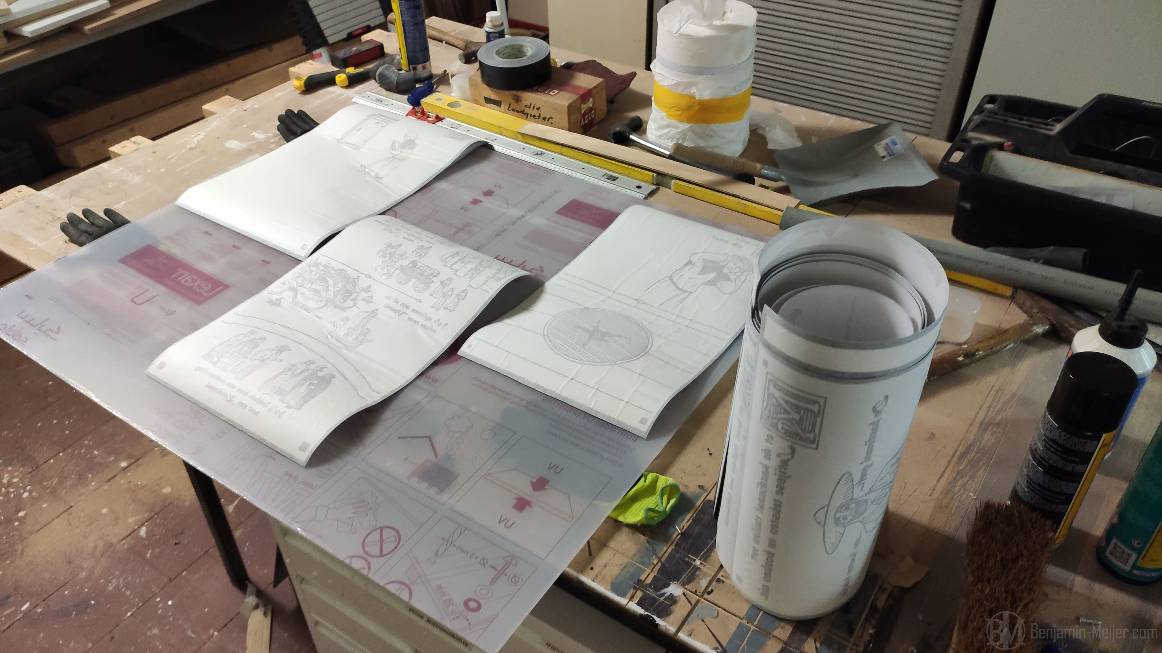 Preparing to apply the vinyl stickers
