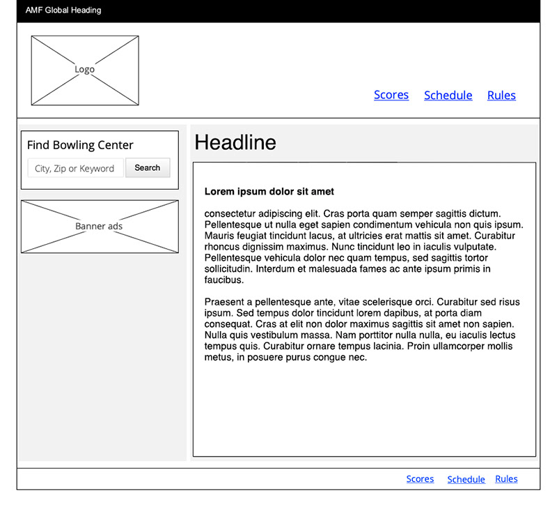 Content page wireframe