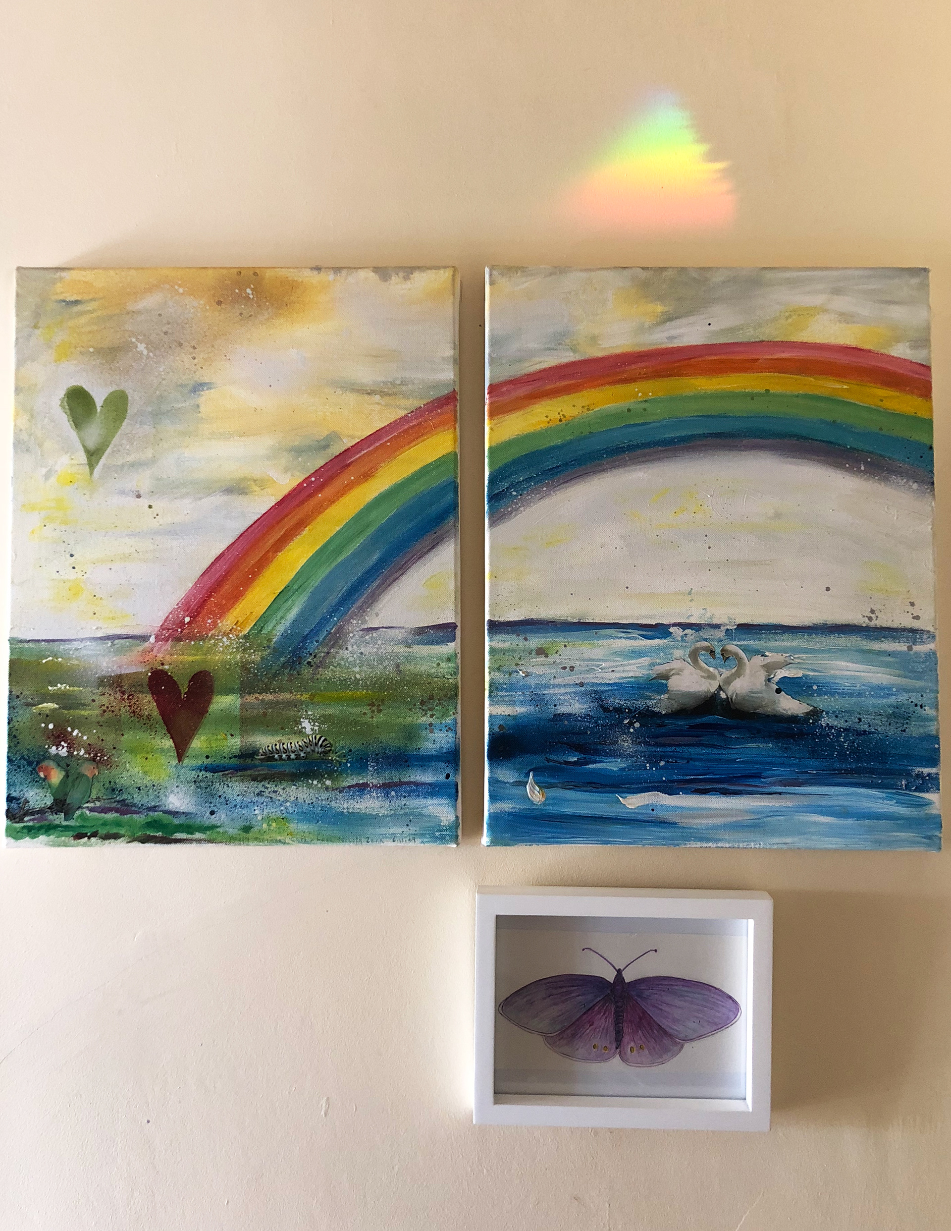 LOVE BIRDS COLLAGE  AND BUTTERFLY