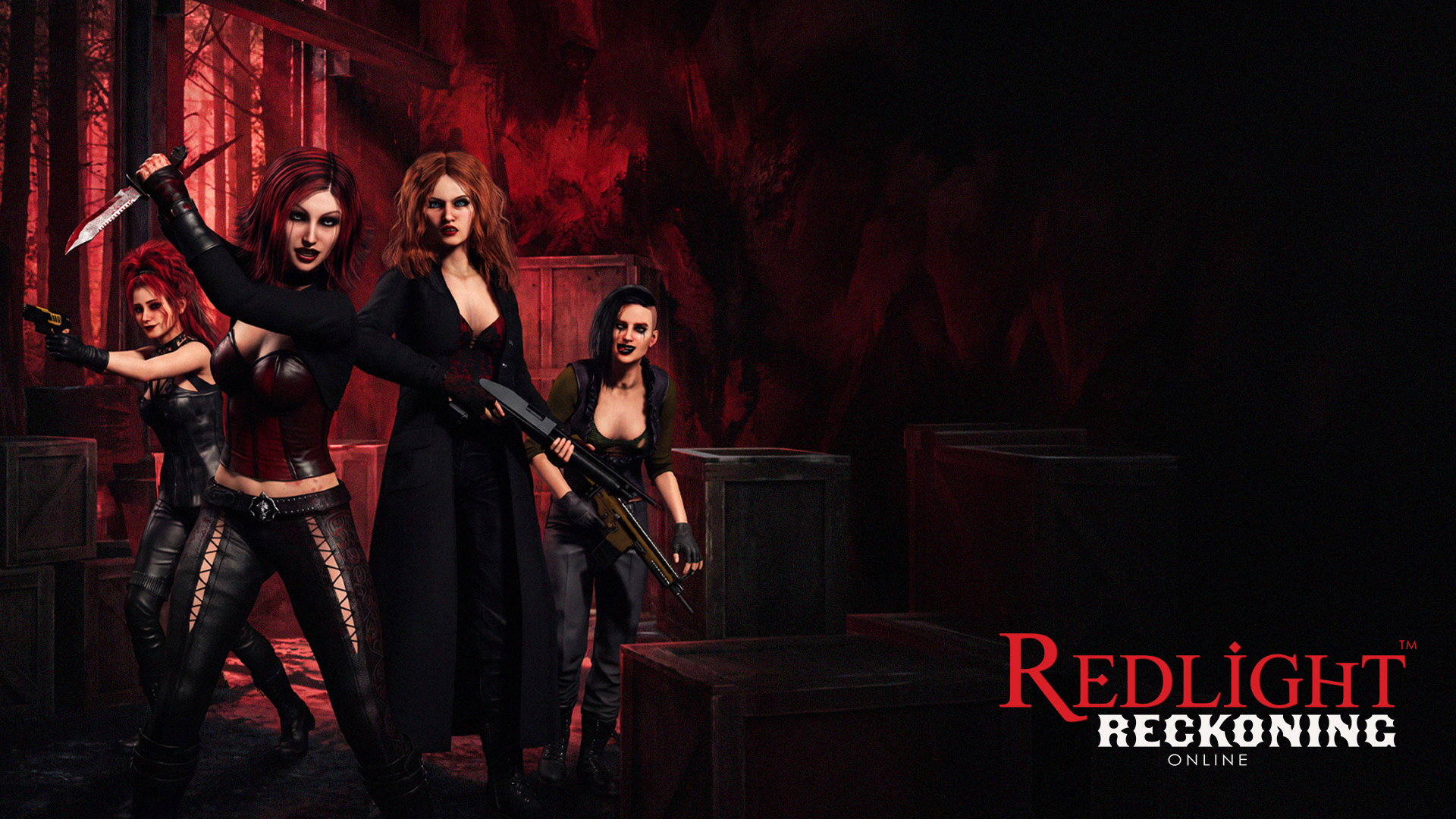 Promotional wallpaper for digital card game Redlight Reckoning Online.
