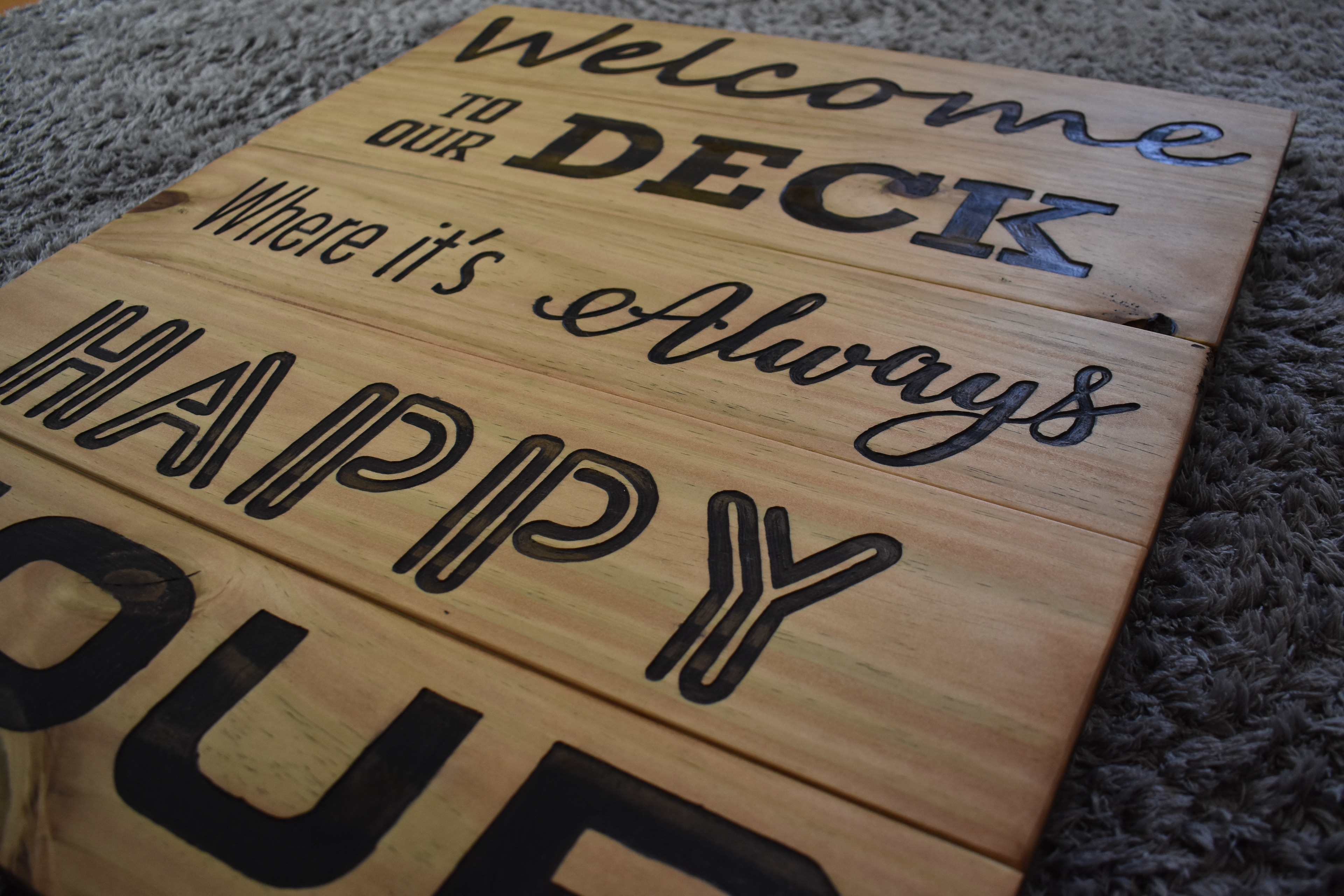 Deck Sign Carved Into Wood Using Dremel