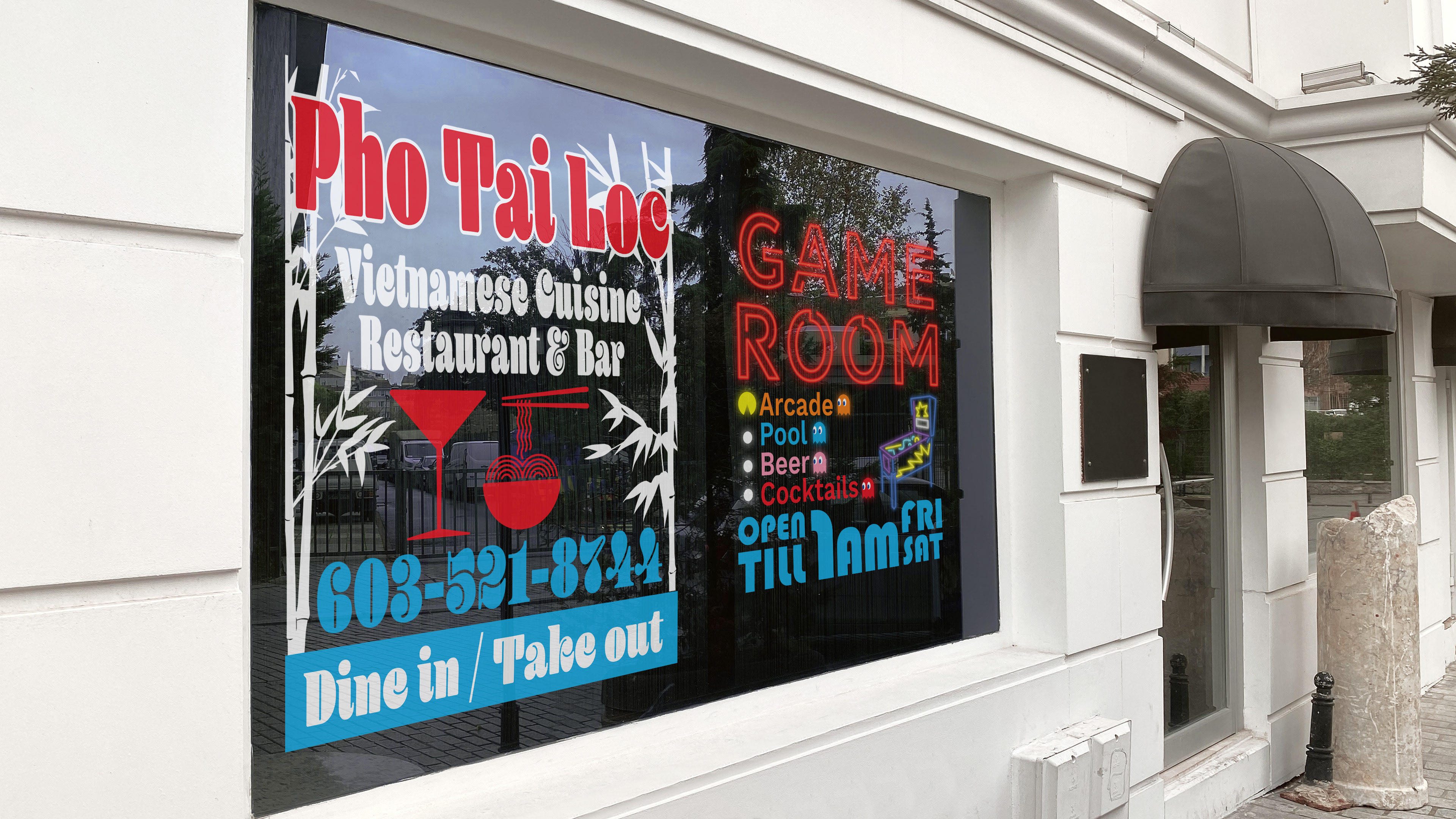 Pho Tai Loc Restaurant/Bar/Arcade Mockup