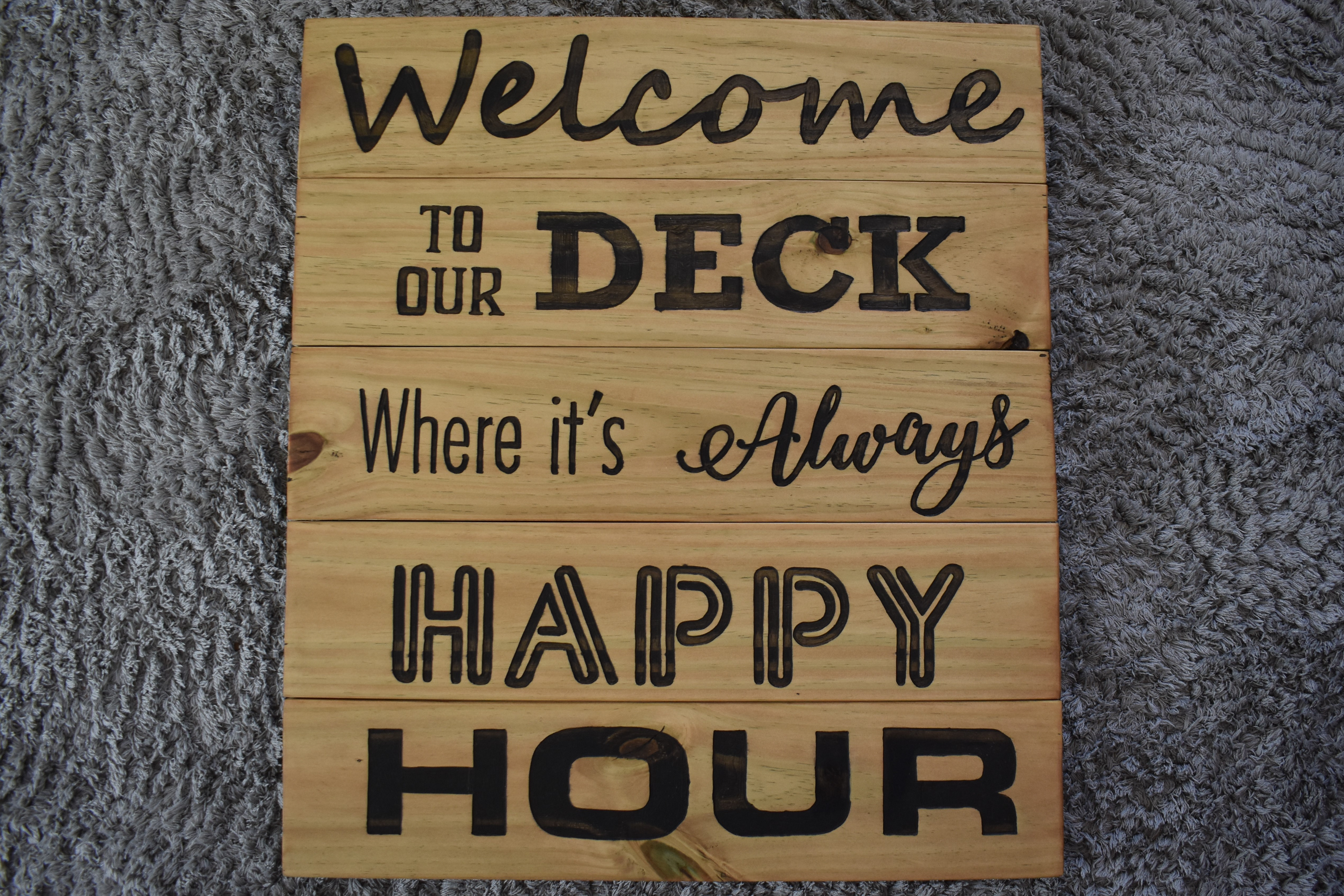 Deck Sign Carved Into Wood Using Dremel