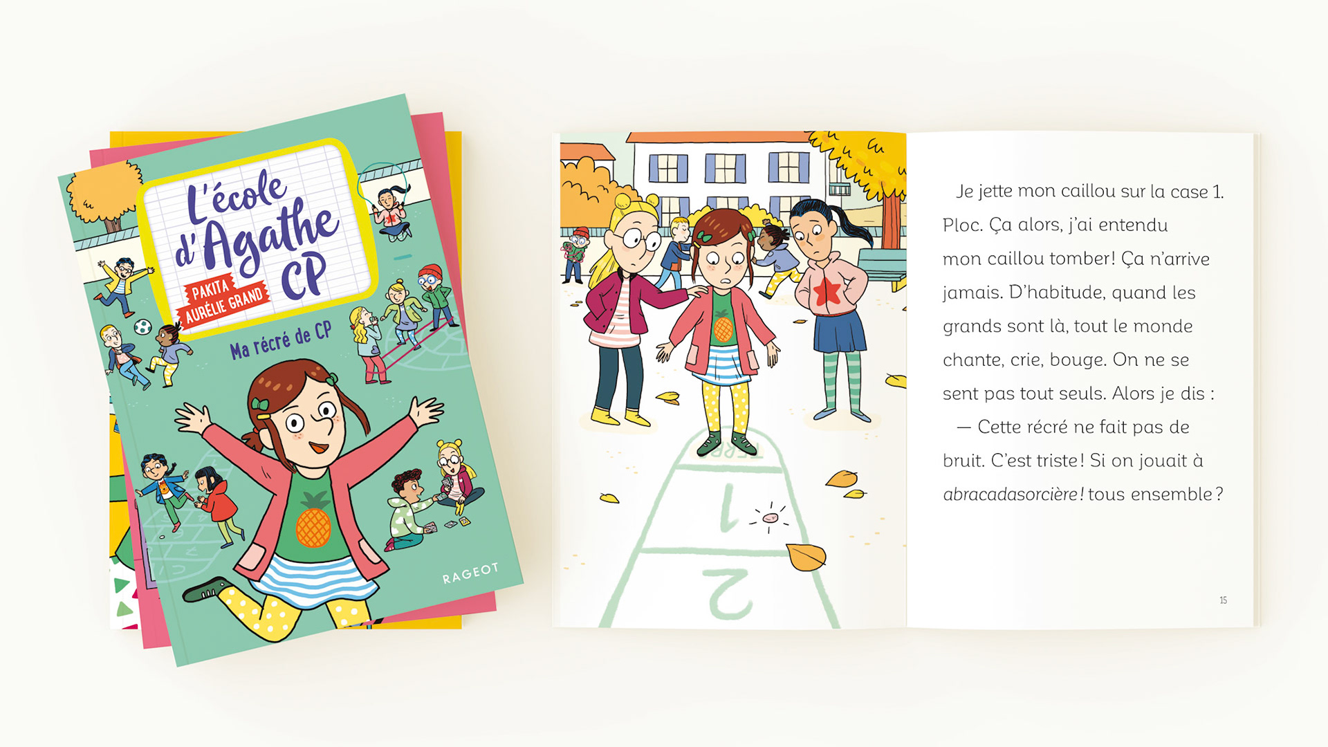Conception de la charte graphique de la collection L'école d'Agathe, éditions Rageot.