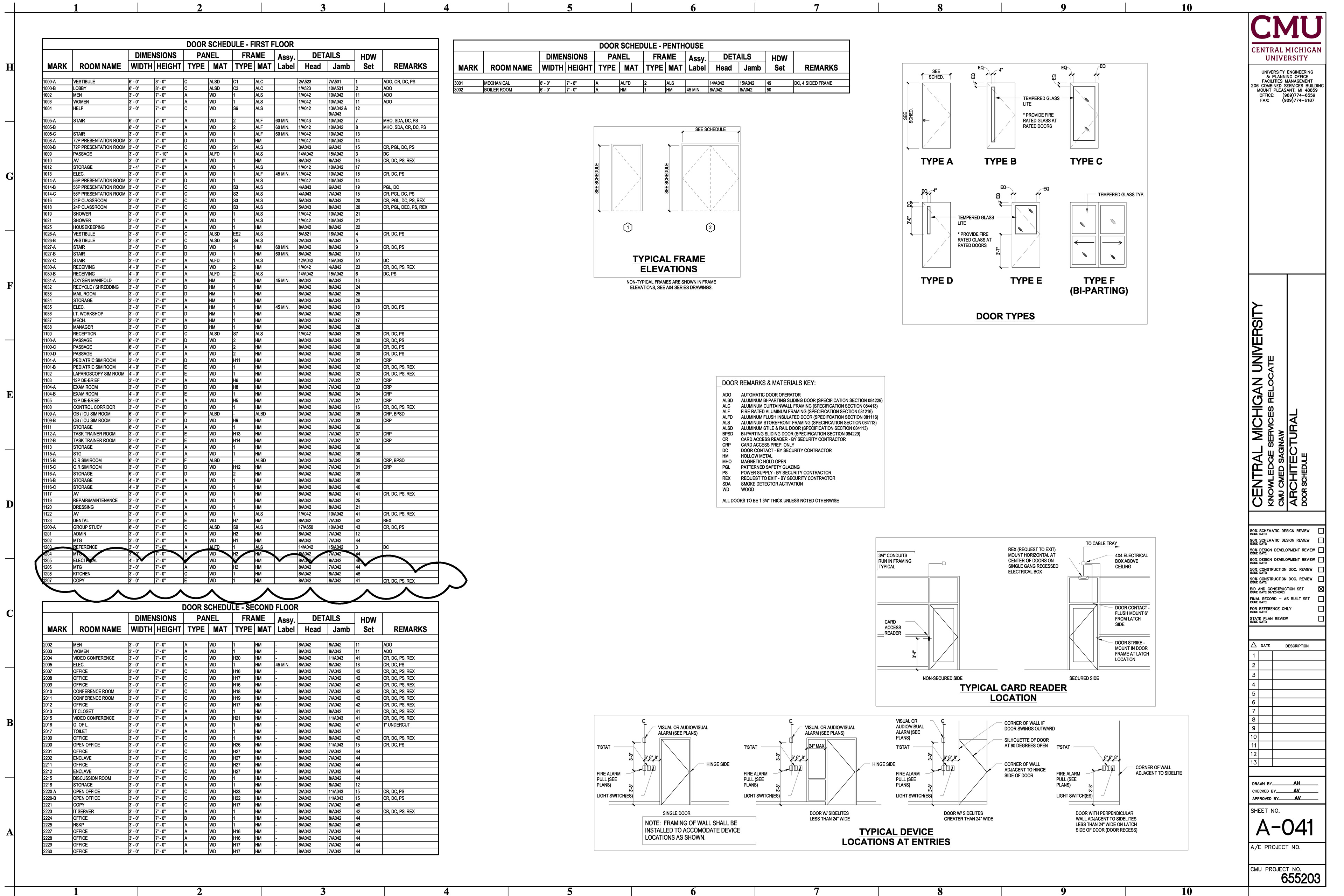 I updated information in the schedule, brought attention to it, and created a viewport with the new door and frame.