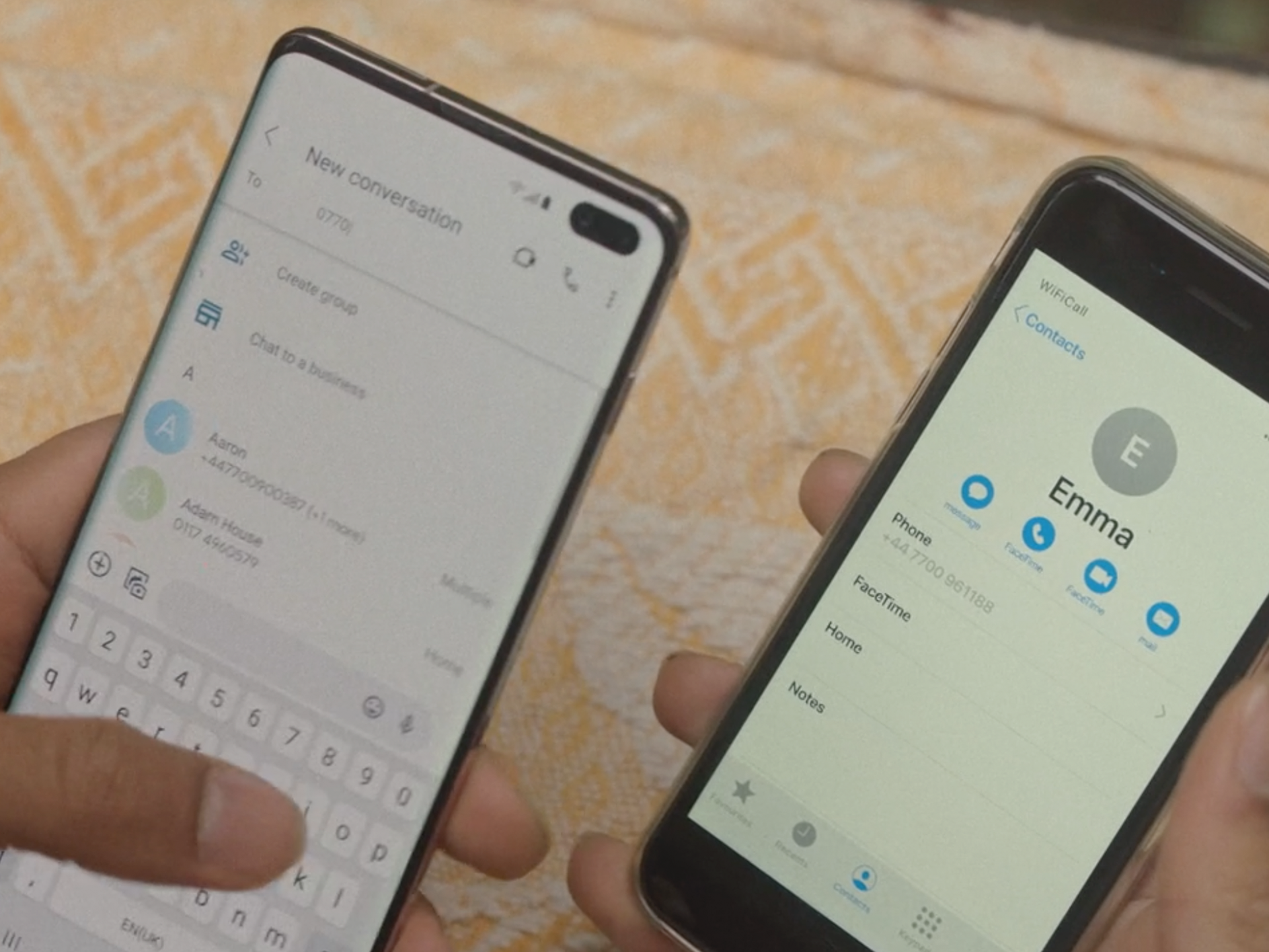 Samsung and iPhone product placement phones