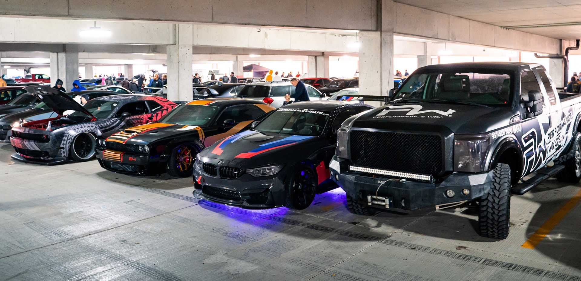 Four of my wrap designs in a row at a car show in Ohio
