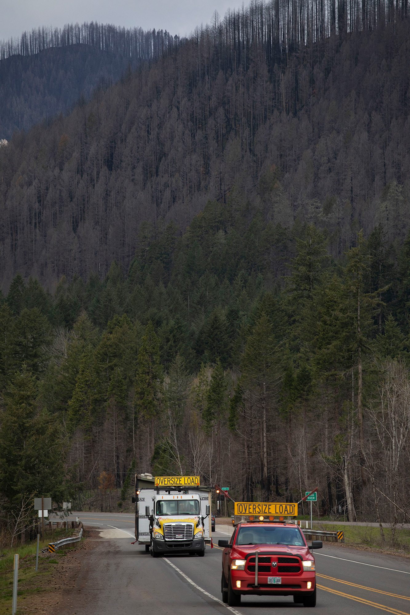 More than a year and a half after the Holiday Farm fire, Andrew and Sarita’s new home was delivered to their property on the banks of the McKenzie River. Much work remains to make the prefabricated house habitable.