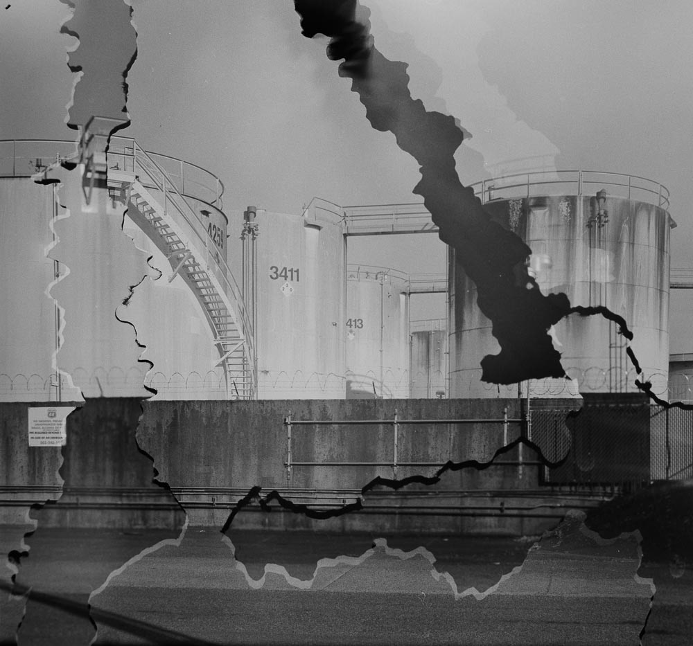 This image was taken in camera using controlled double exposures on 4x5 film and without the use of post-process digital manipulation.