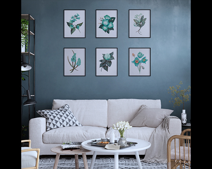 Blue Flowers Wall Art 8x10"