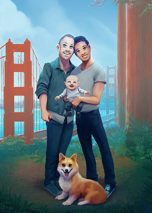 Gift for LGBT Partner - Semi-Realism Toon Style