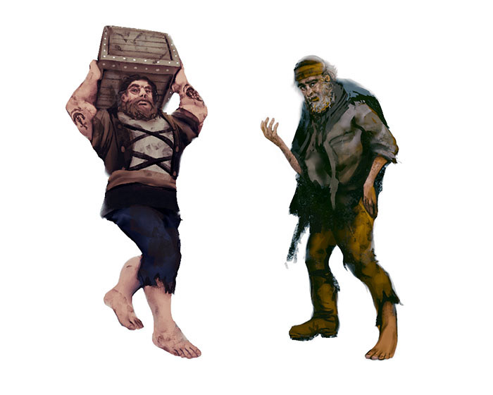 Fishermen Concept Exploration - Sketchy/Semi Realism