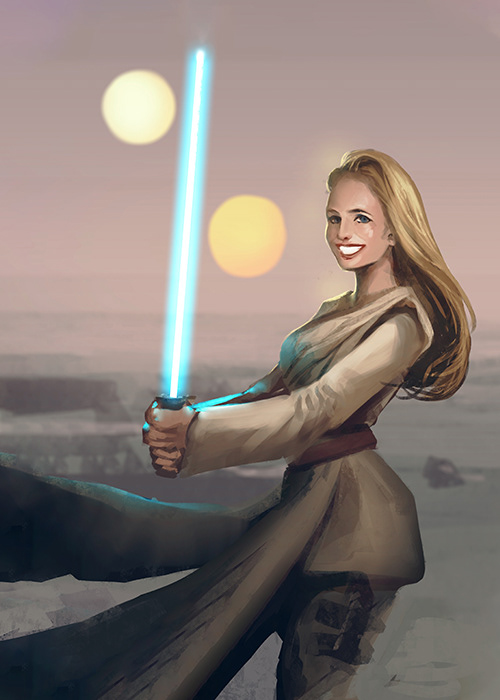 Woman as a Jedi Character - Sketchy Style