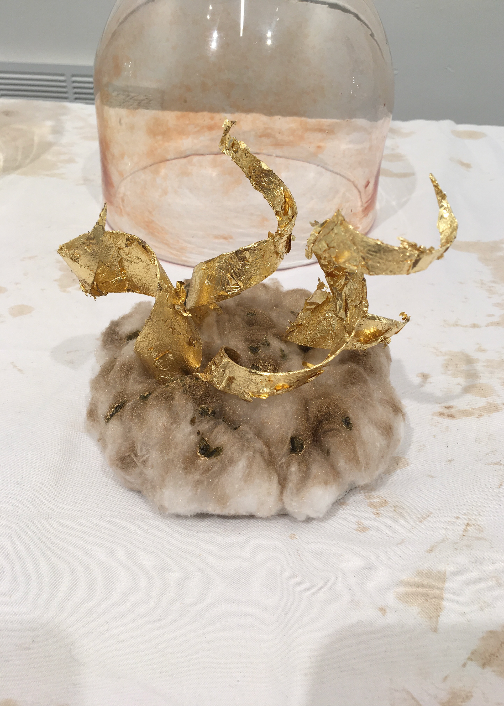 Fall: twisted, golden spires emerging from a cloud of gold-dusted cotton