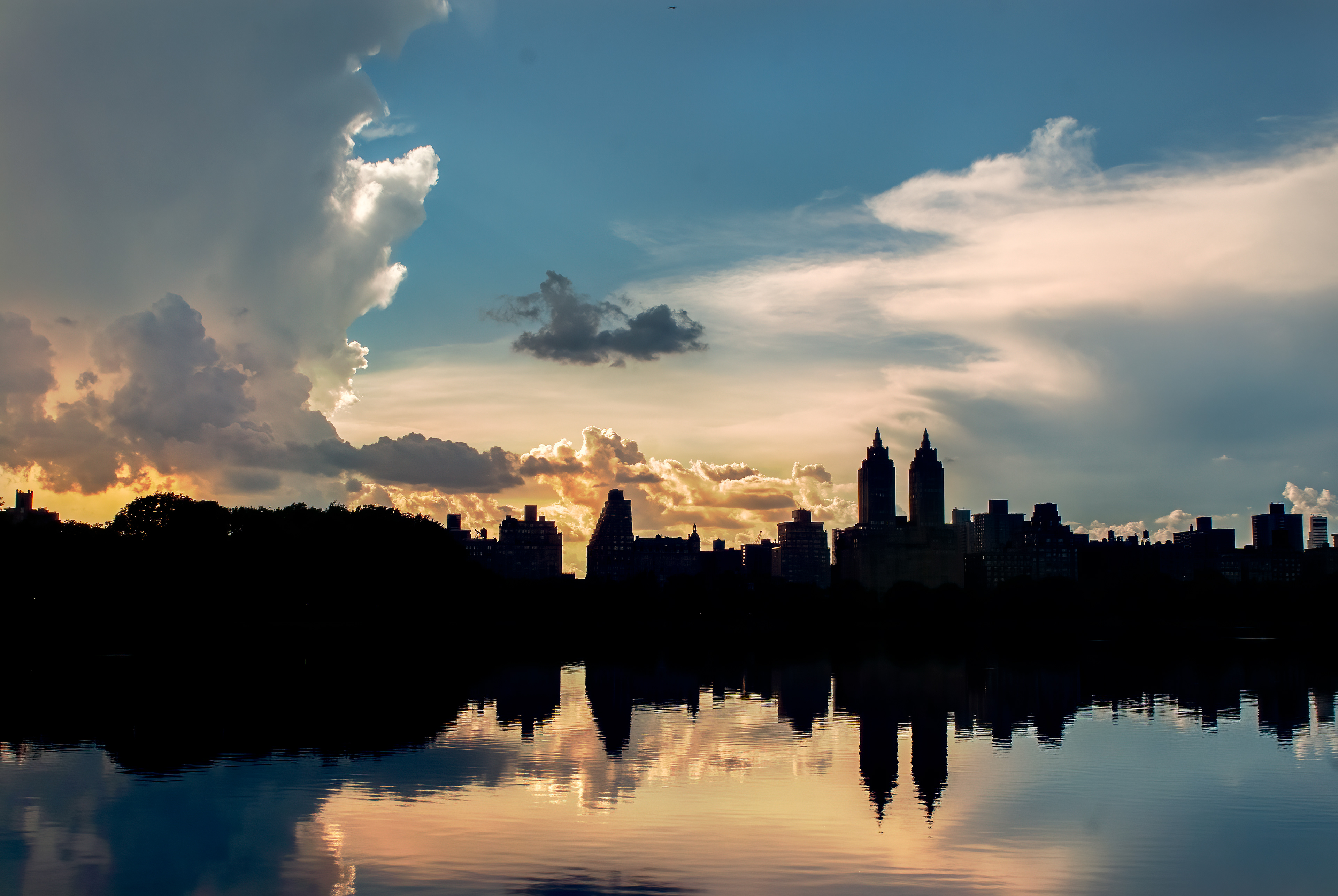 Central Park Lake Frozen Winter Bridge New York World NYC Urban Cityscape Silhouette Skyscape Golden Hour Sunset 