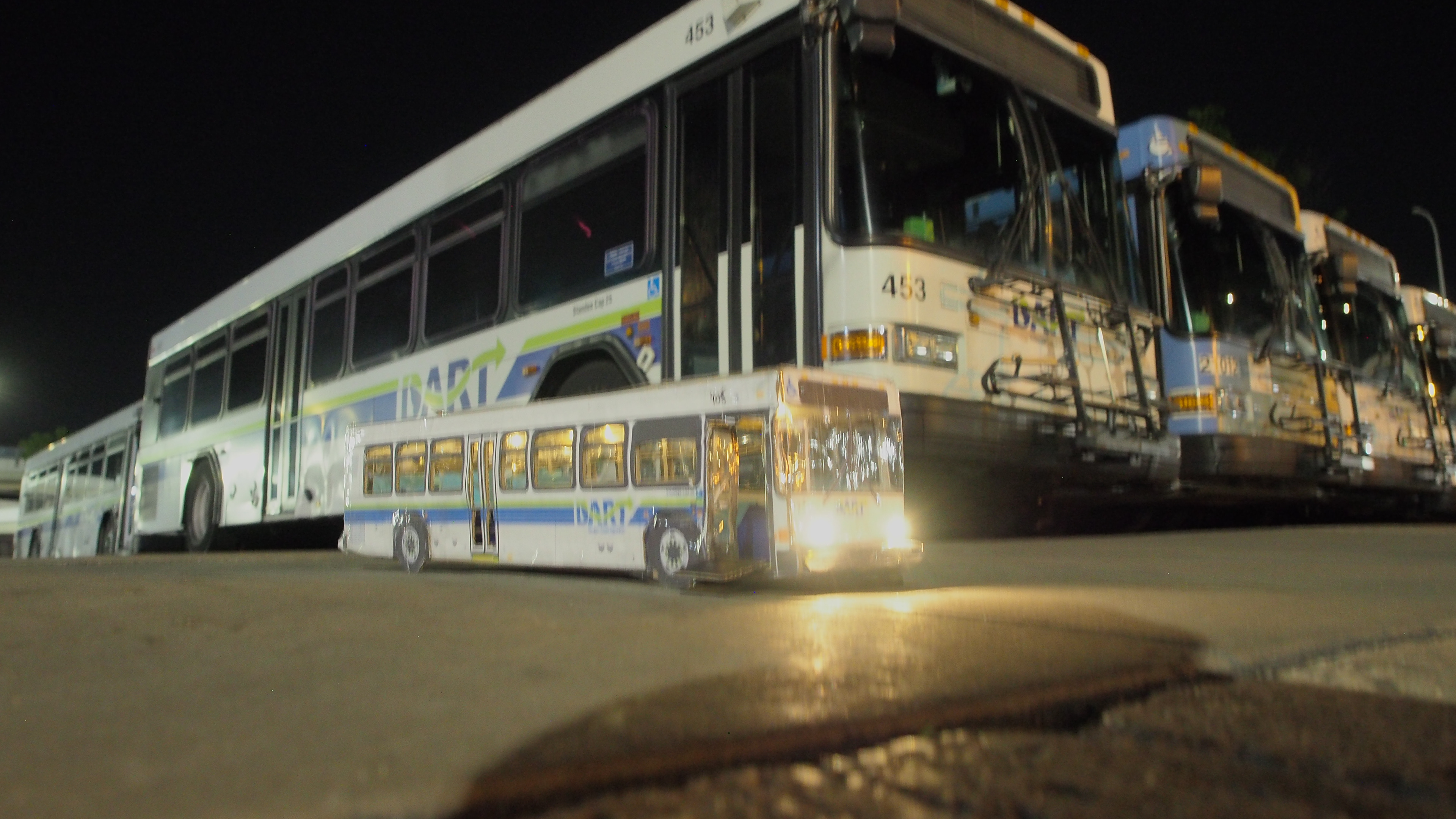 Scale model view with real city bus @ DART Garage in Wilmington, DE