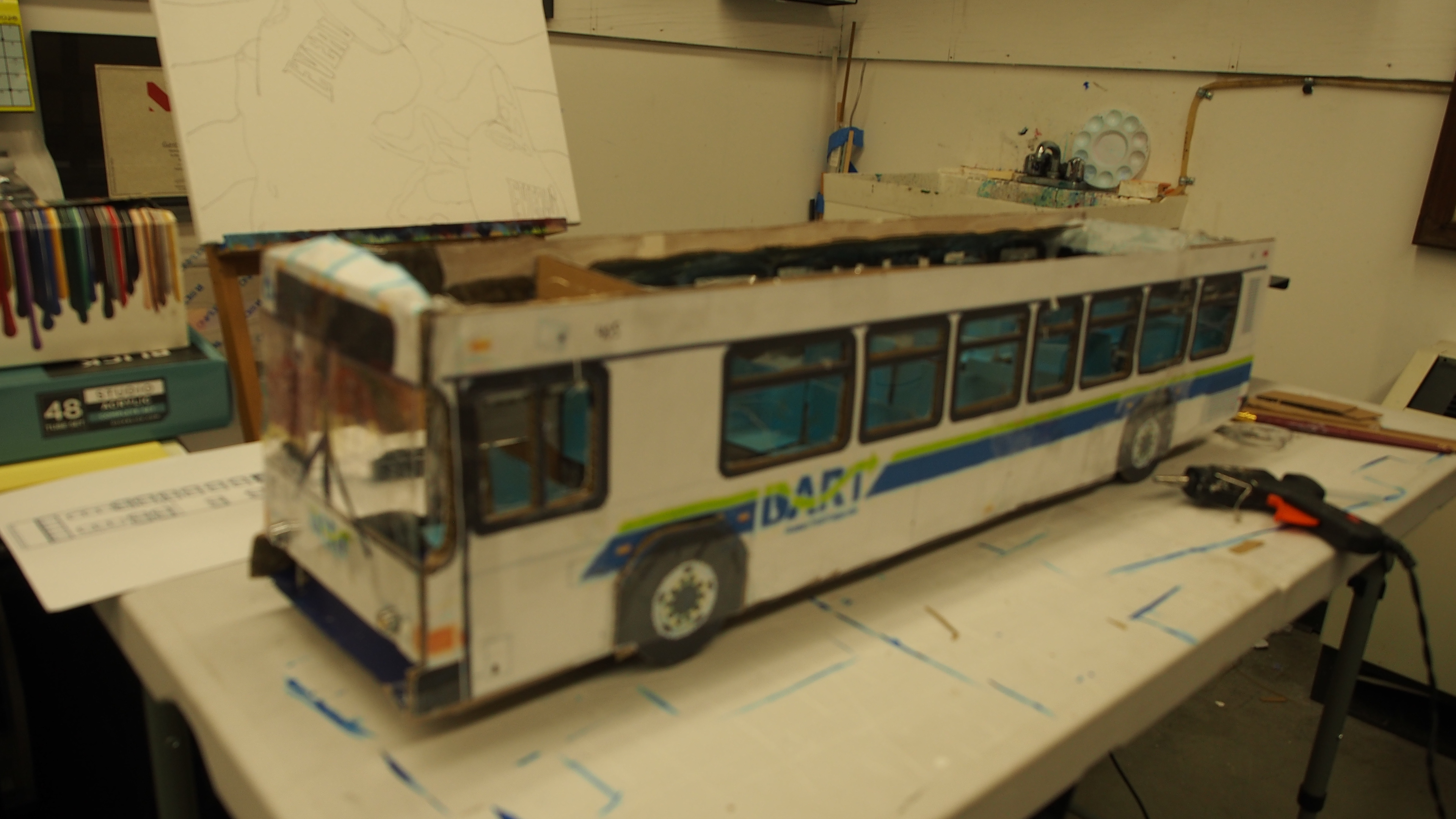 Model almost completed the roof of the bus will be install