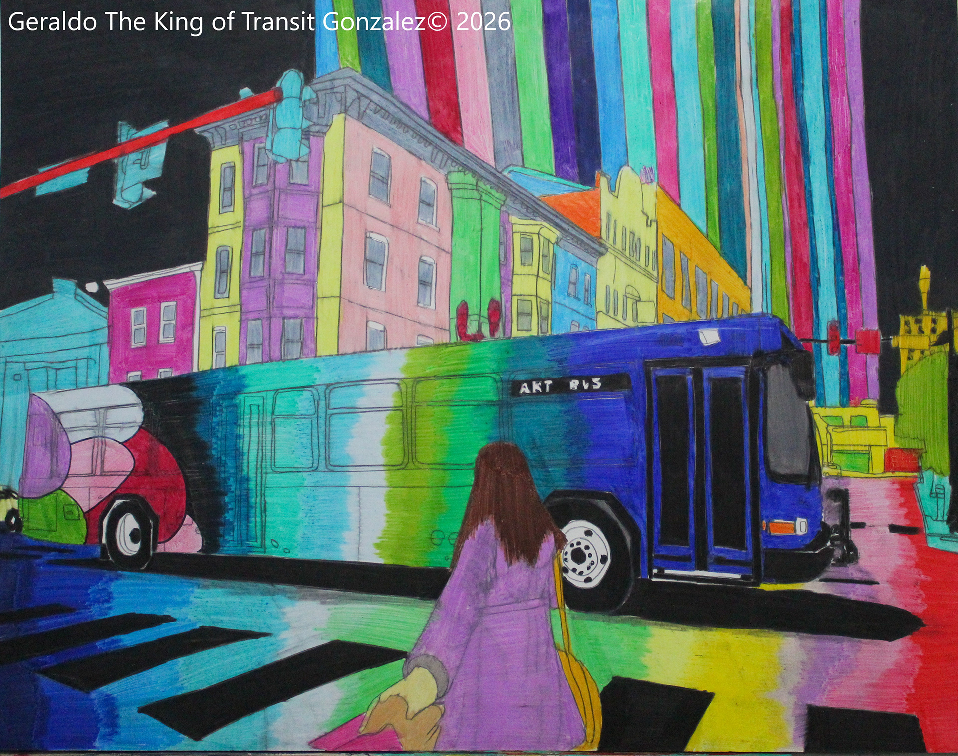Getting on the bus_Colored Pencils_March 2026