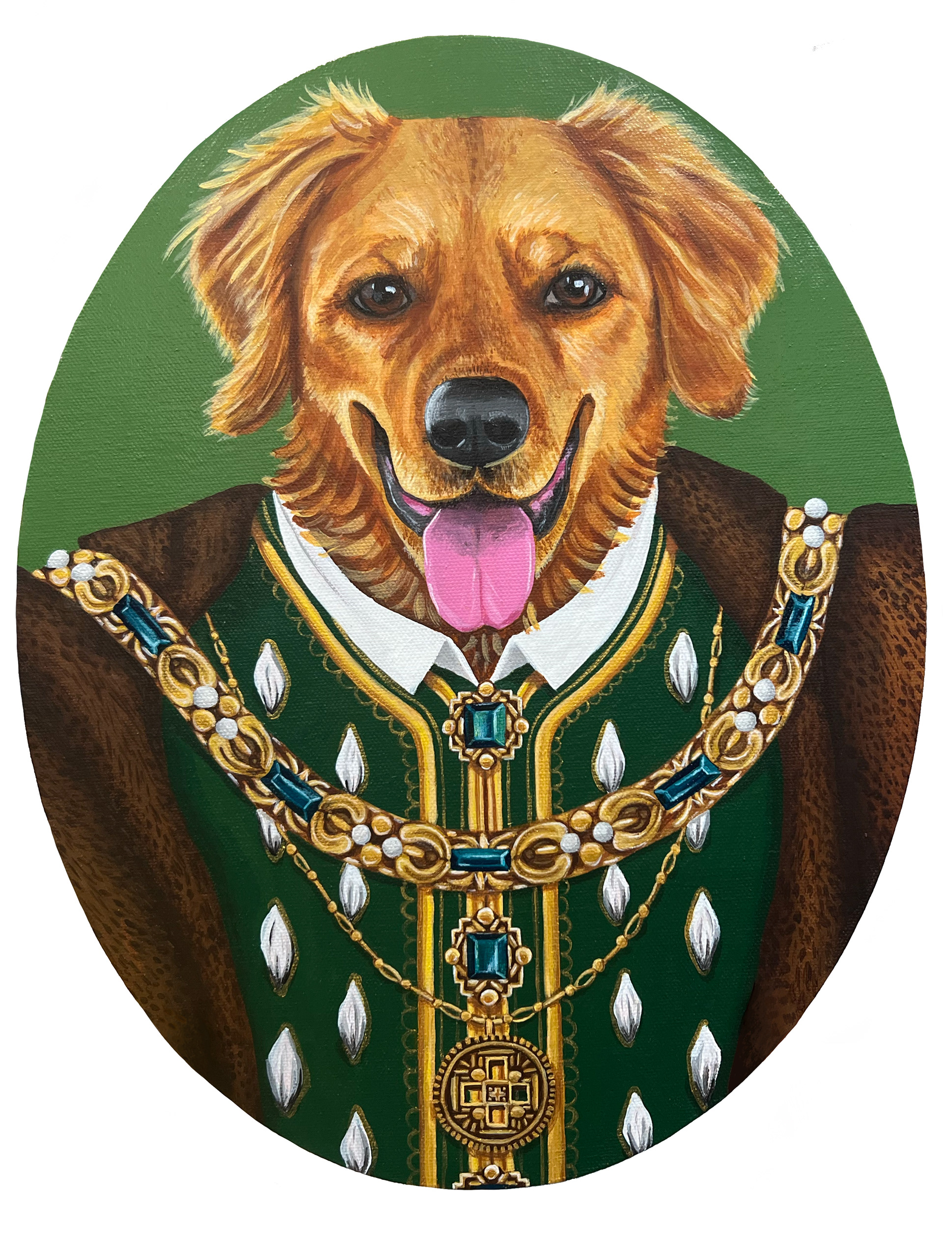 Acrylic Painting, 11 x 14,  Dog King Portrait, 2025 