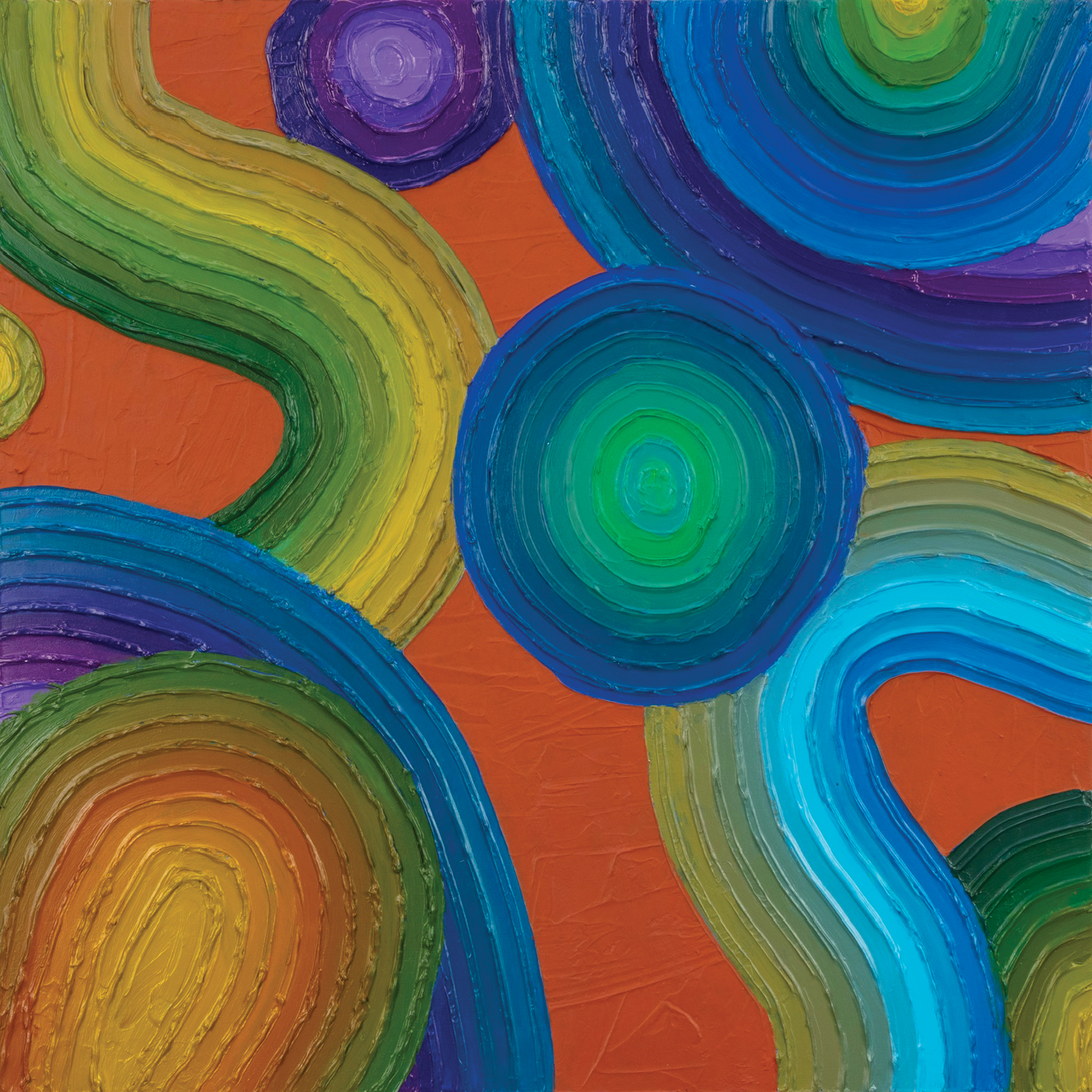 2' x 2' wooden gesso panel. acrylic paint, based on the month February.