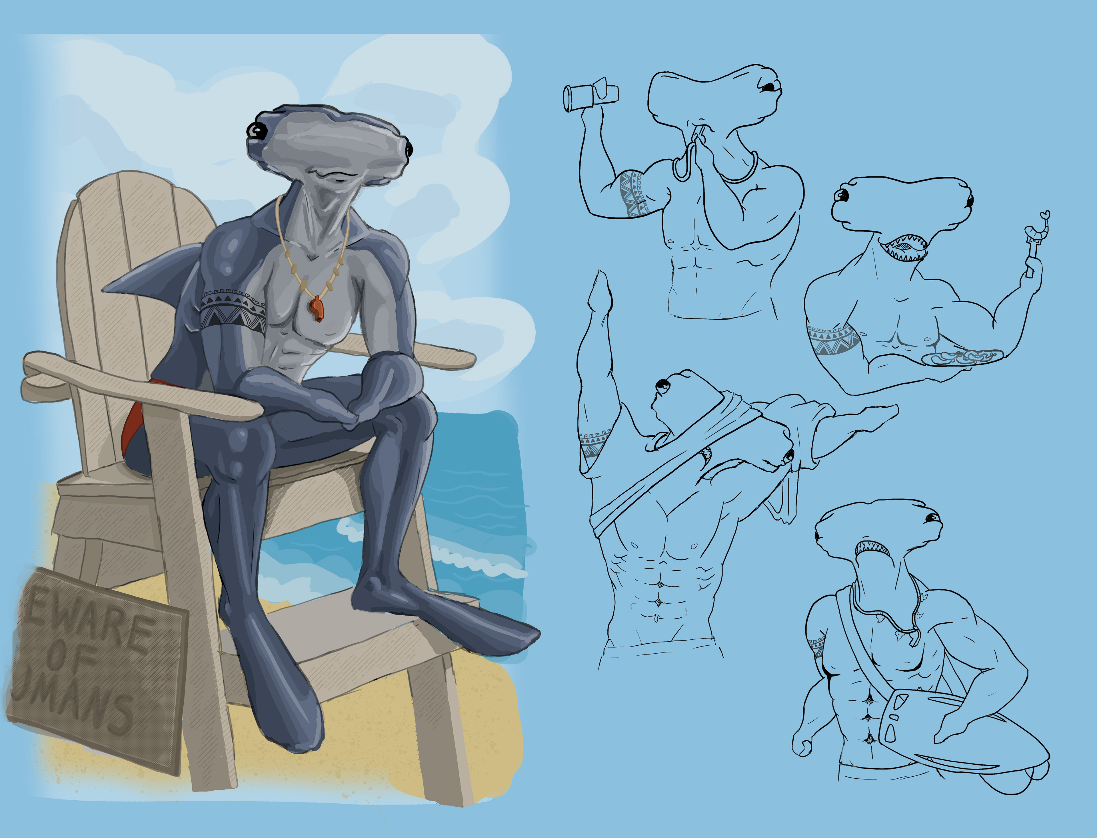 Hammy. The Hammer Head Shark Lifeguard, Character Sheet